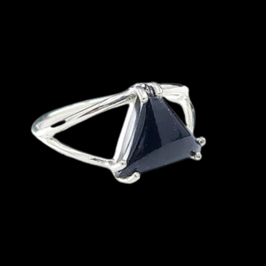Black Triangle Onyx Ring