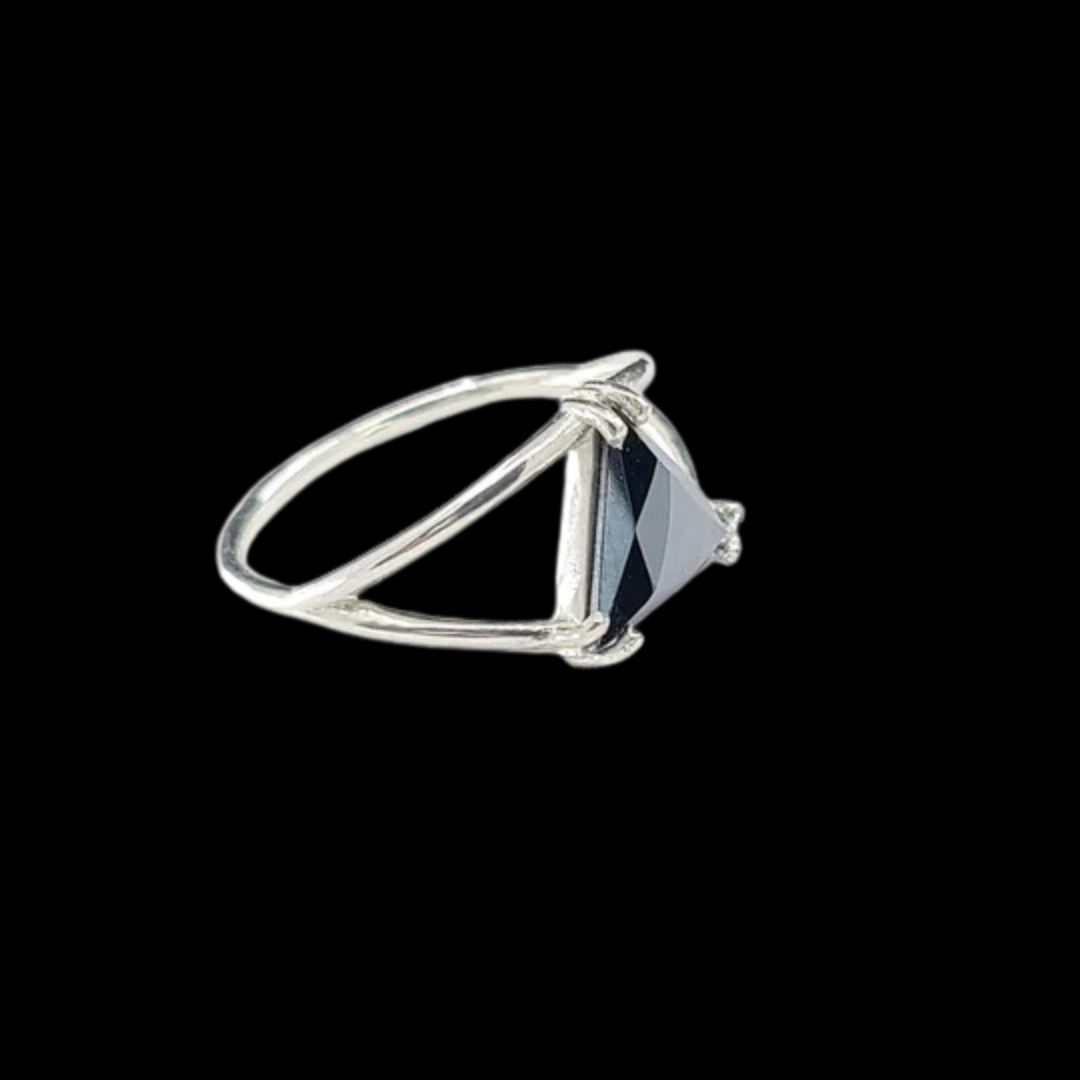 Sparkling Hematite Triangle Ring