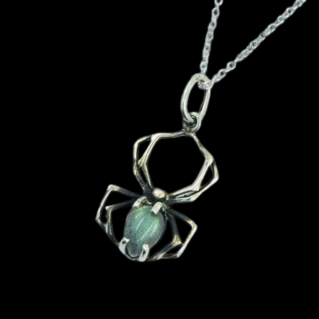 Labradorite Spider Pendant, Blue Flash