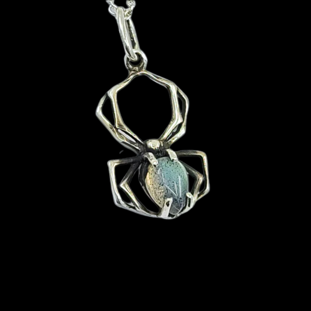 Labradorite Spider Pendant, Blue Flash