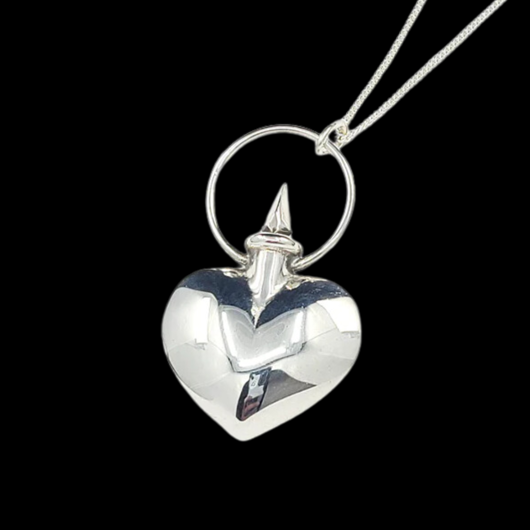 Silver Heart Urn Vial Pendant
