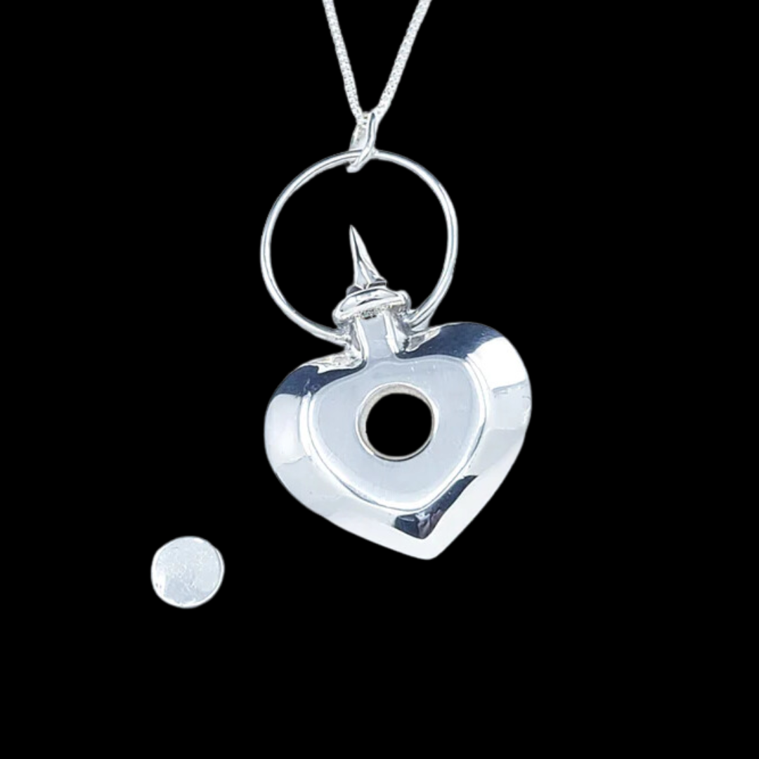 Silver Heart Urn Vial Pendant