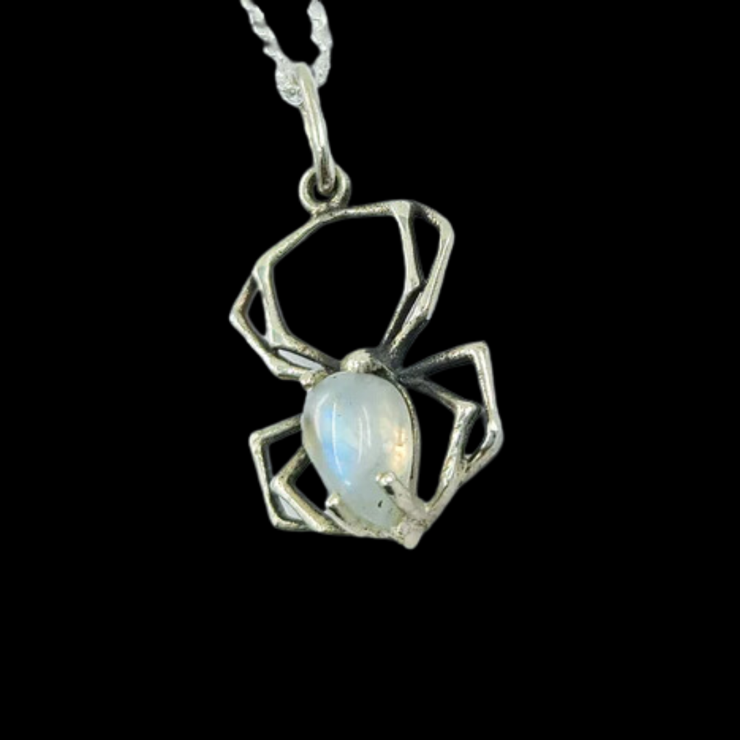 Rainbow Moonstone Spider Pendant