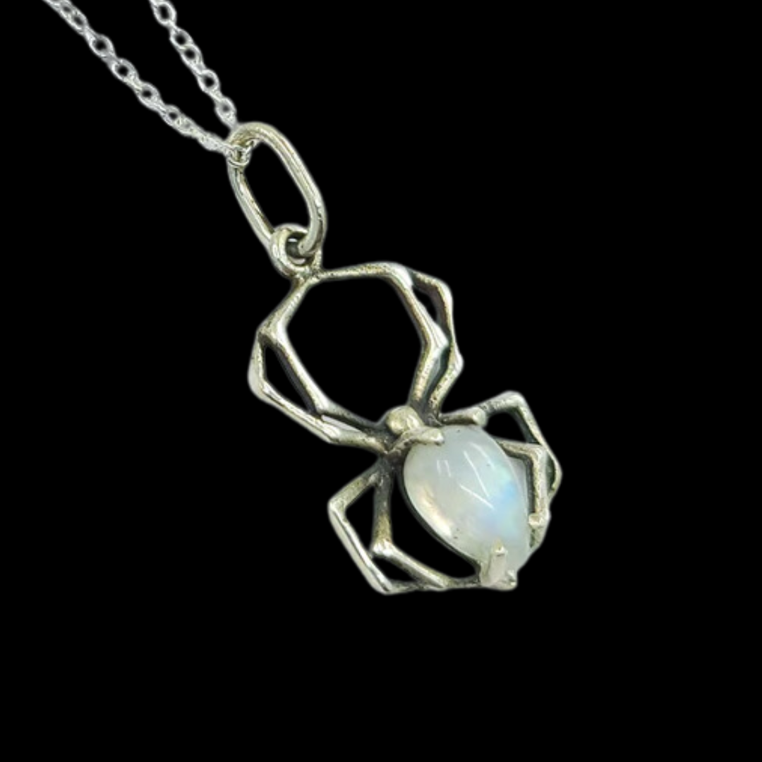 Rainbow Moonstone Spider Pendant