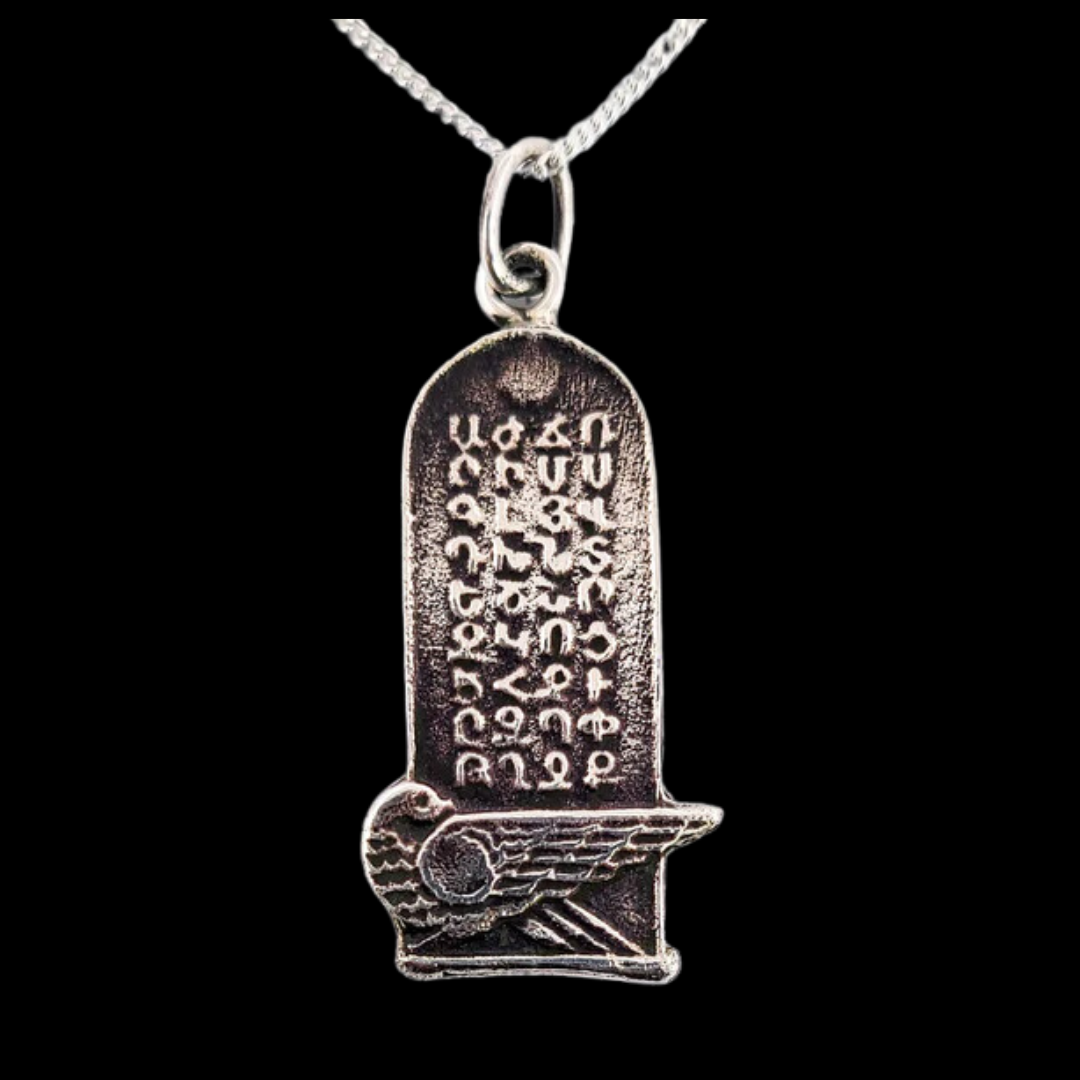Silver Armenian Alphabet Tomb Pendant