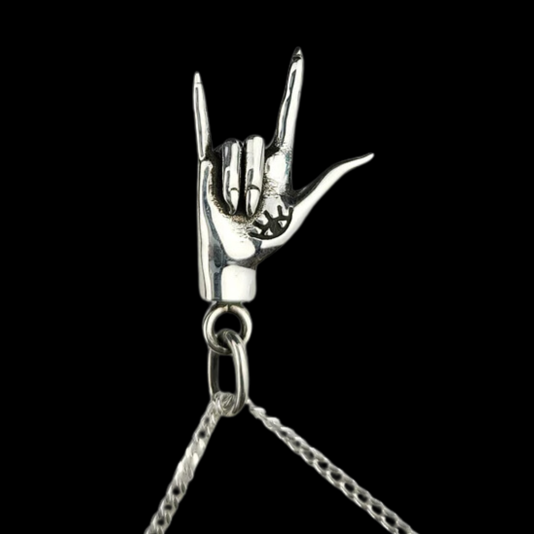 ASL I Love You Silver Hand Pendant