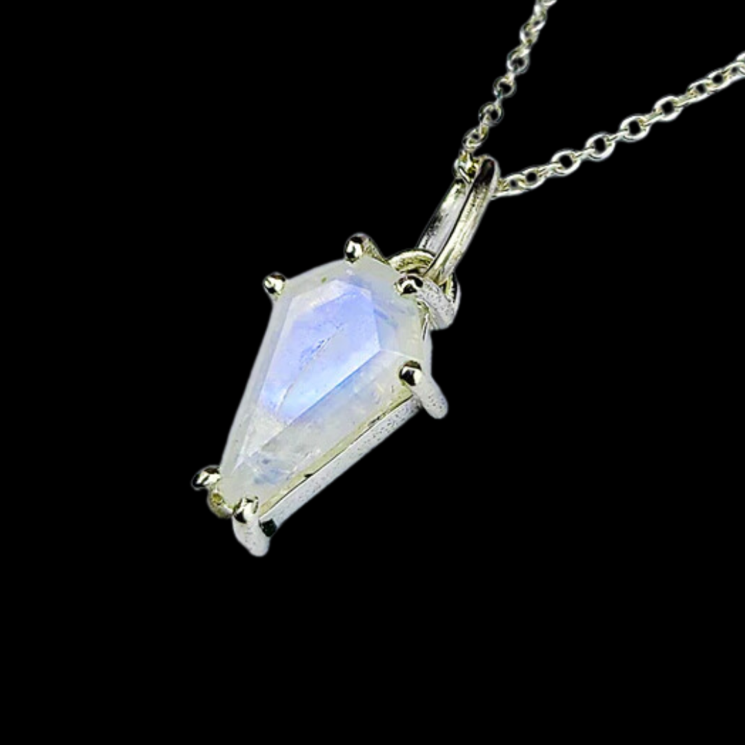 Rainbow Moonstone Coffin Necklace Pendant (8x13) - Inchoo Bijoux