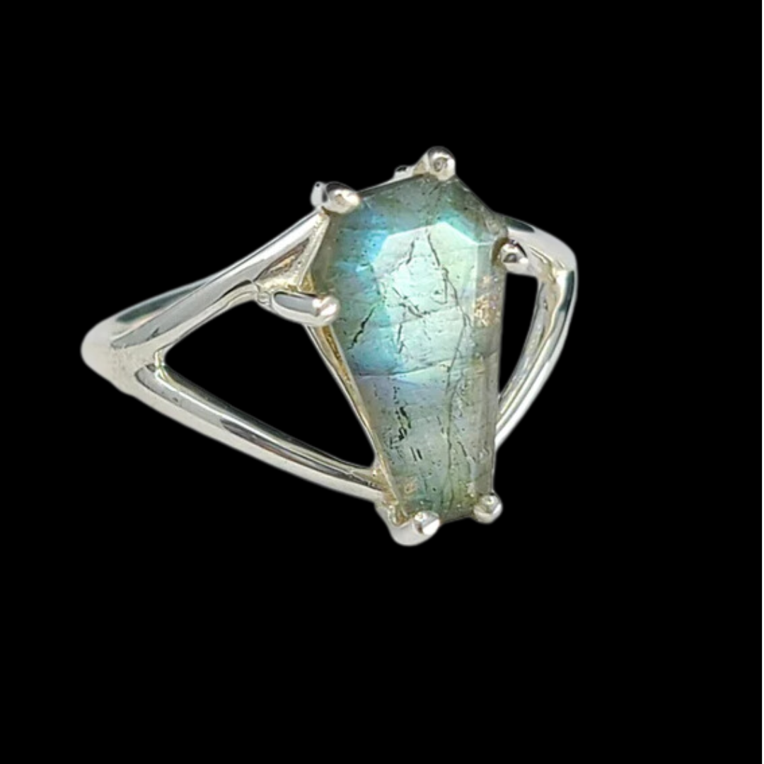 Big Labradorite Coffin Ring - Inchoo Bijoux