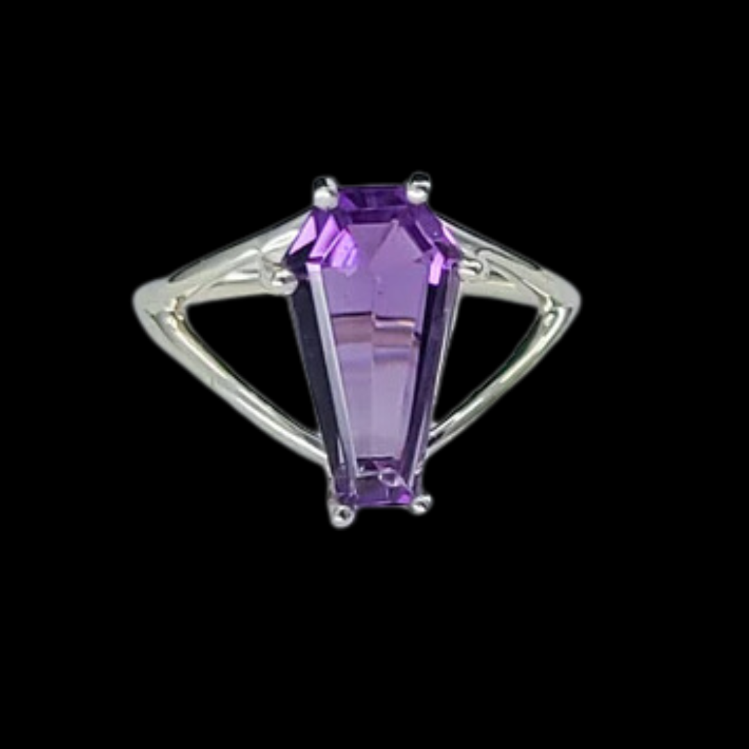Big Purple Amethyst Coffin Ring - Inchoo Bijoux