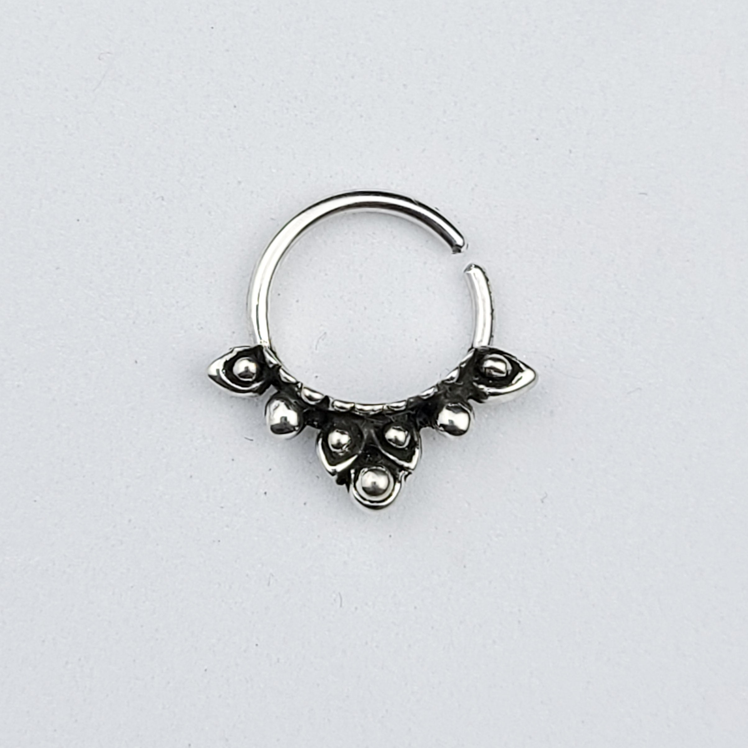Silver Floral Septum with Texture