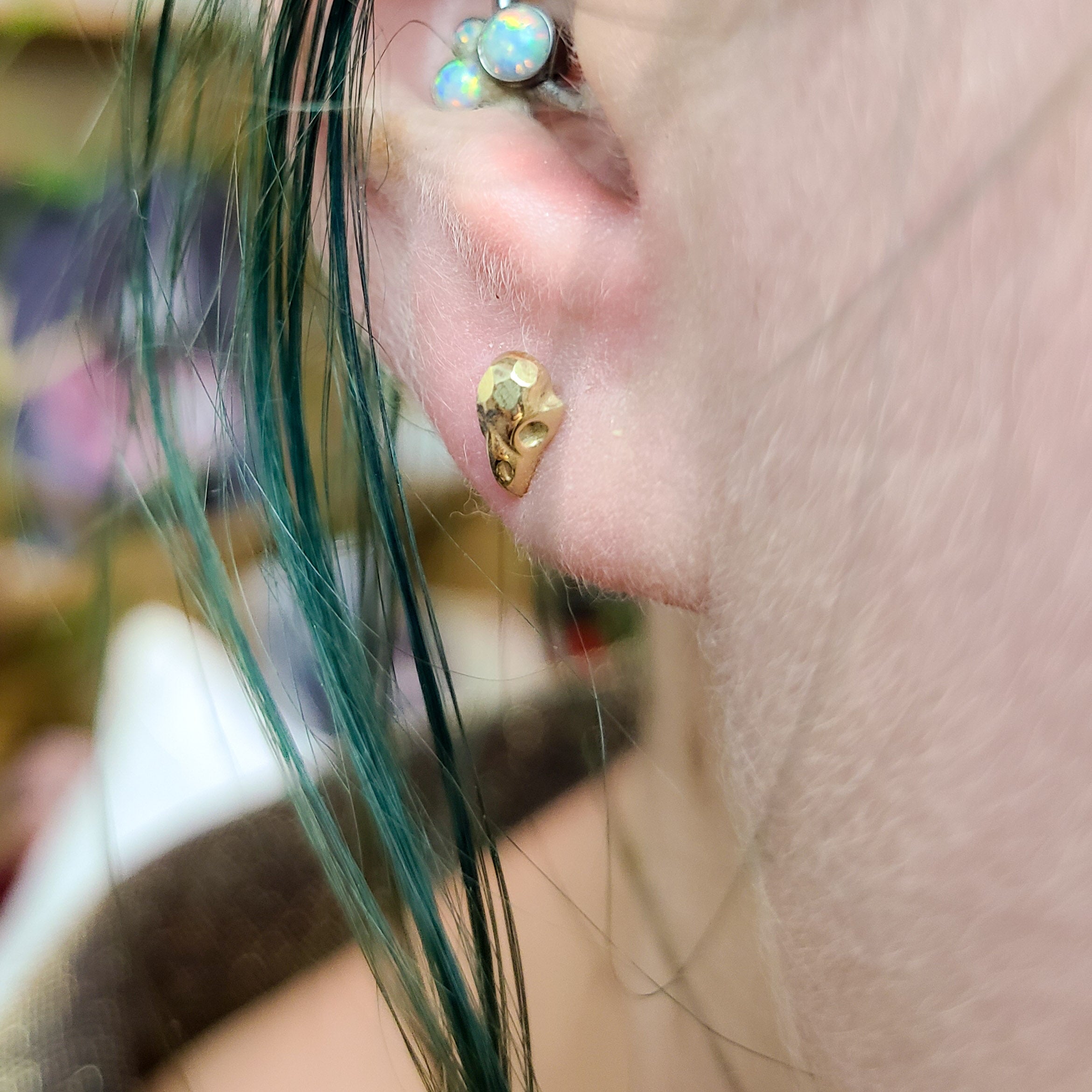 Tiny Bird Skull Earrings - Gold Options