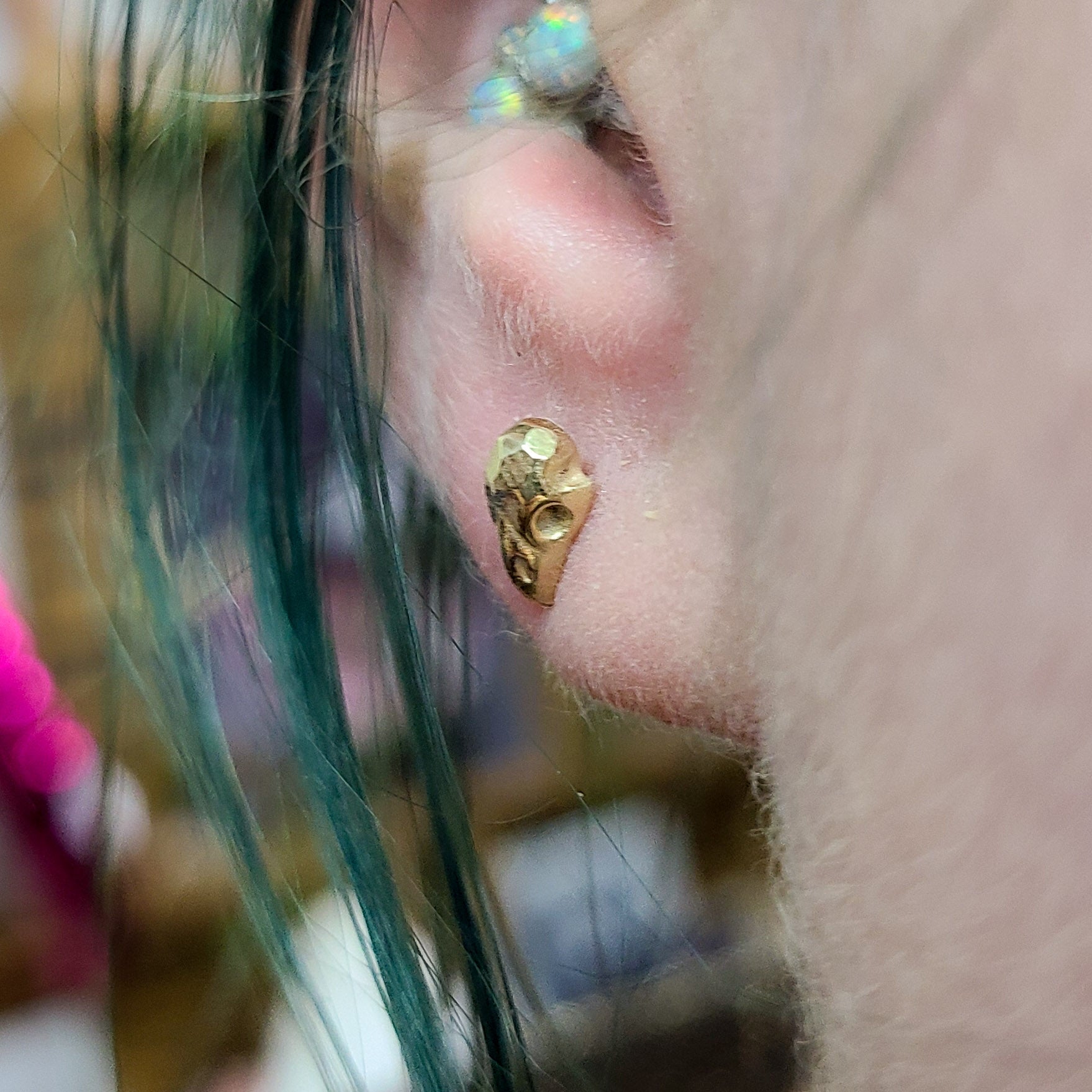 Tiny Bird Skull Earrings - Gold Options