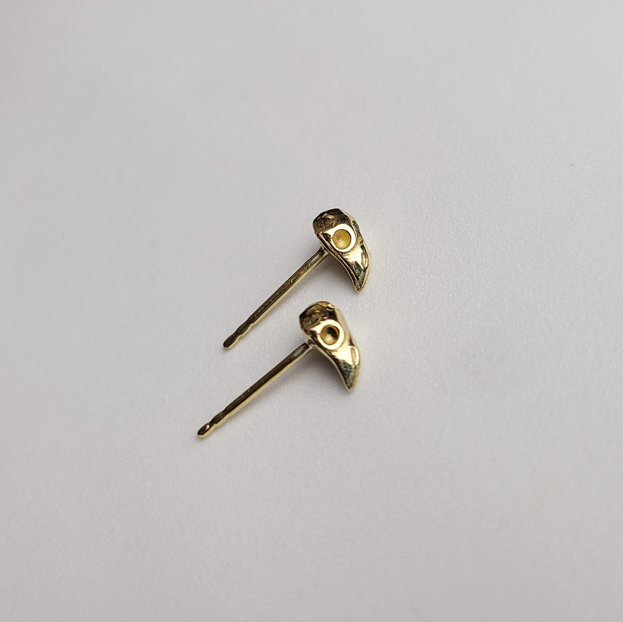 Tiny Bird Skull Earrings - Gold Options