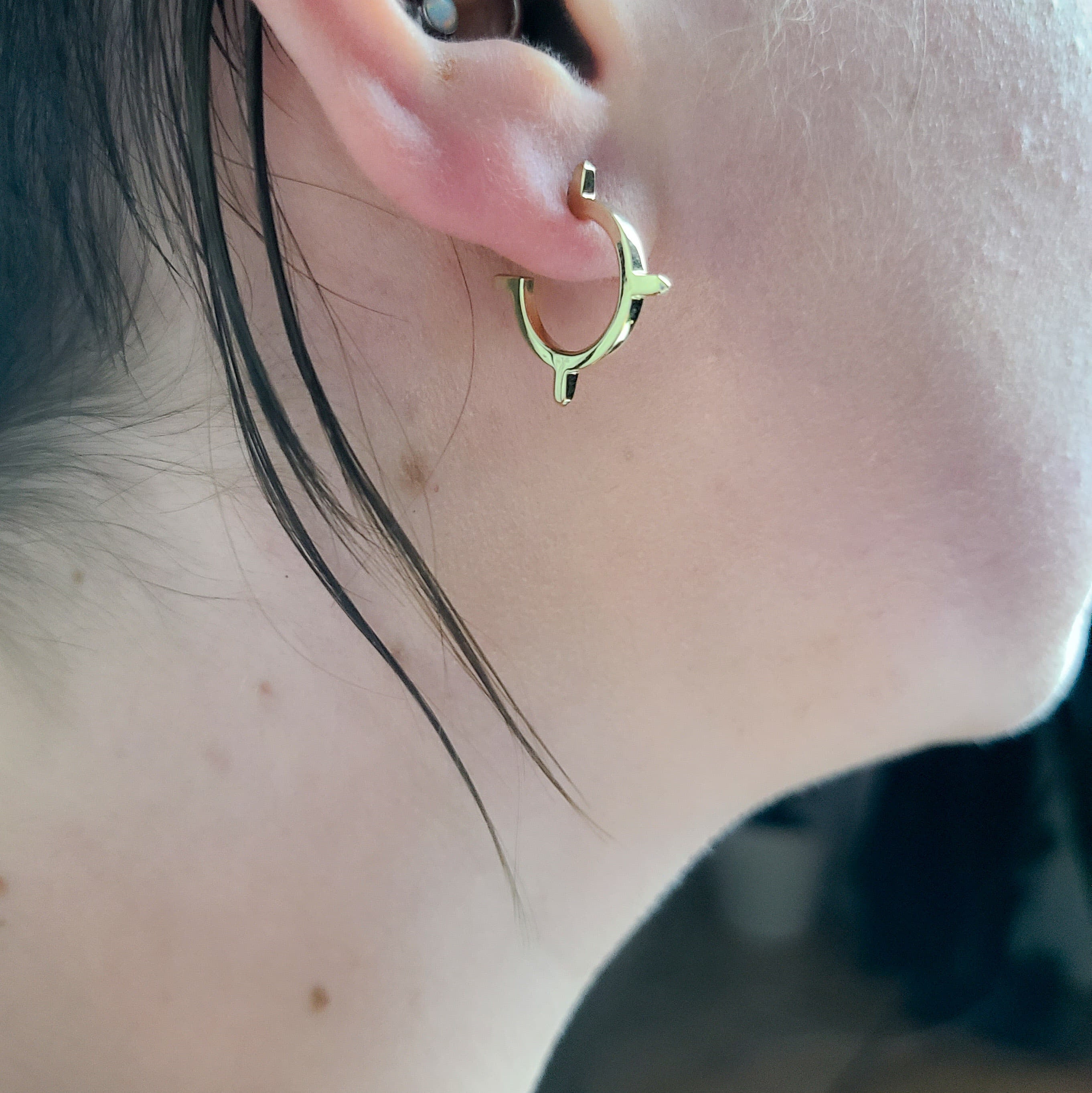 10K Yellow Gold Celestial Hoop Earrings-Earrings-Inchoo Bijoux-Inchoo Bijoux