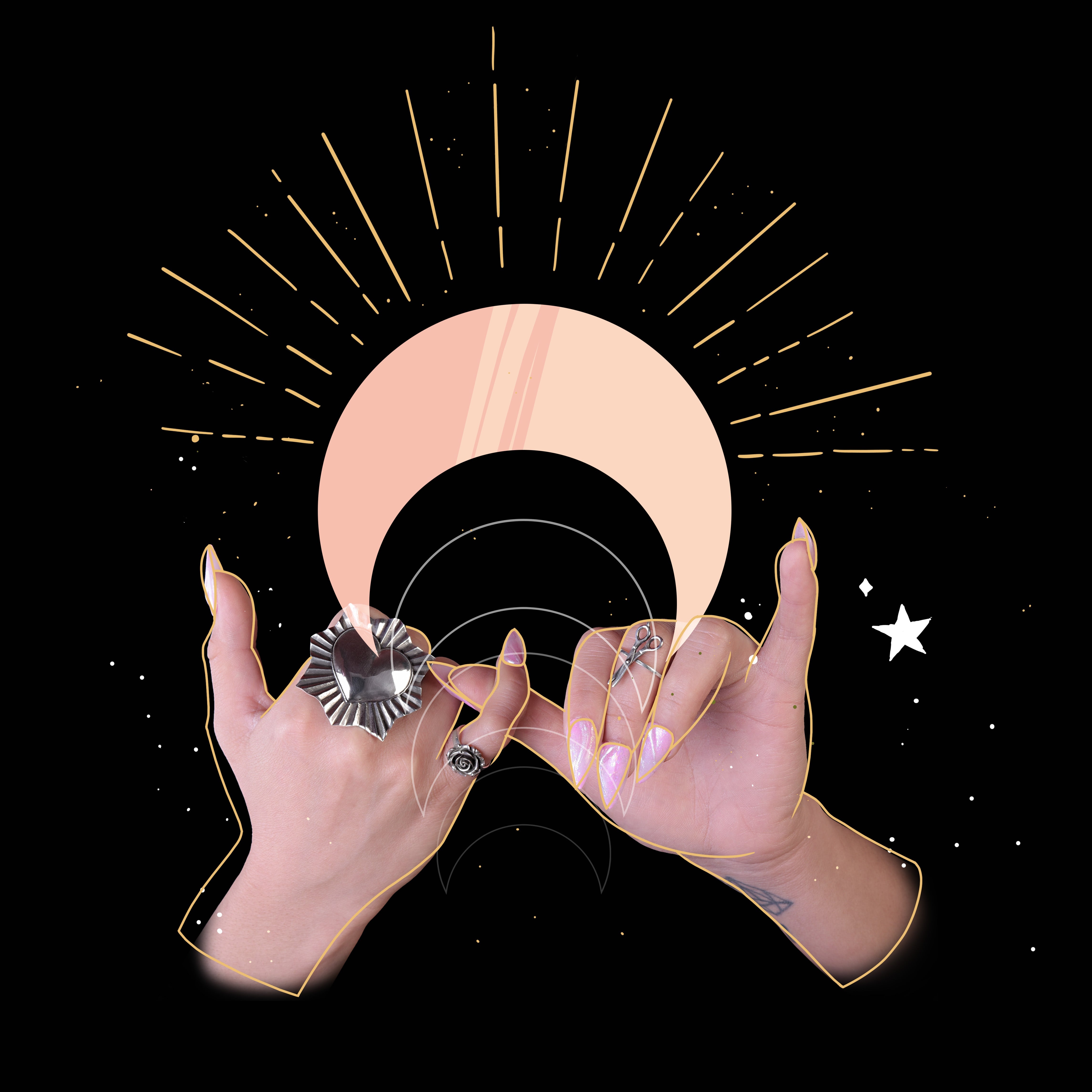 Big 2 Finger Sacred Heart Ring