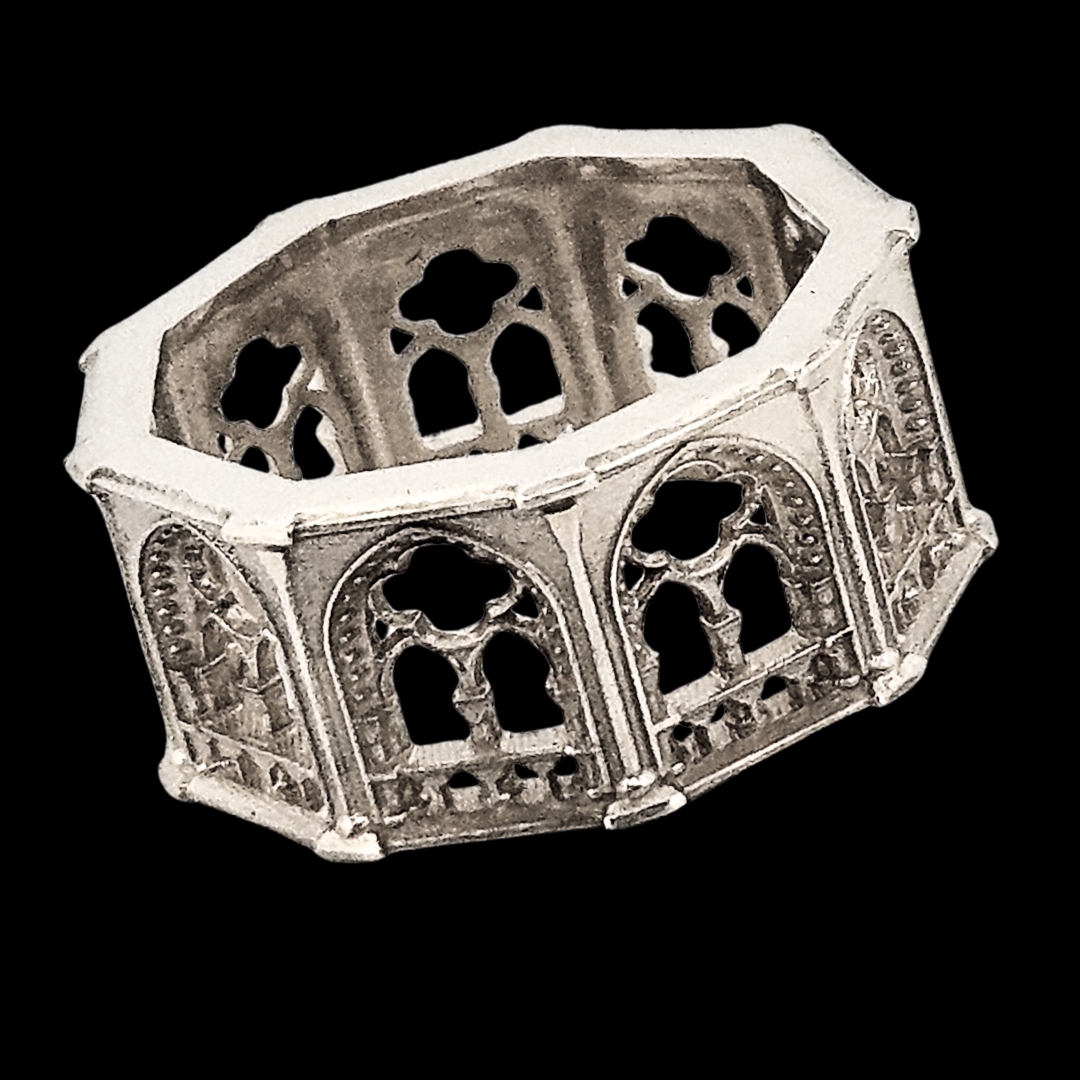 Holy Gothic Church Ring Band Sterling Silver - Narrow Version