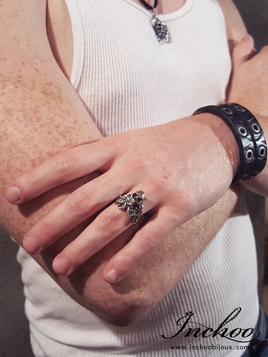Silver Skull & Lace Ring - Inchoo Bijoux