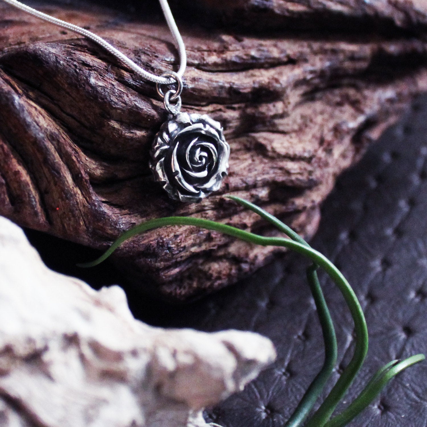 Silver Rose Pendant Flower - Inchoo Bijoux