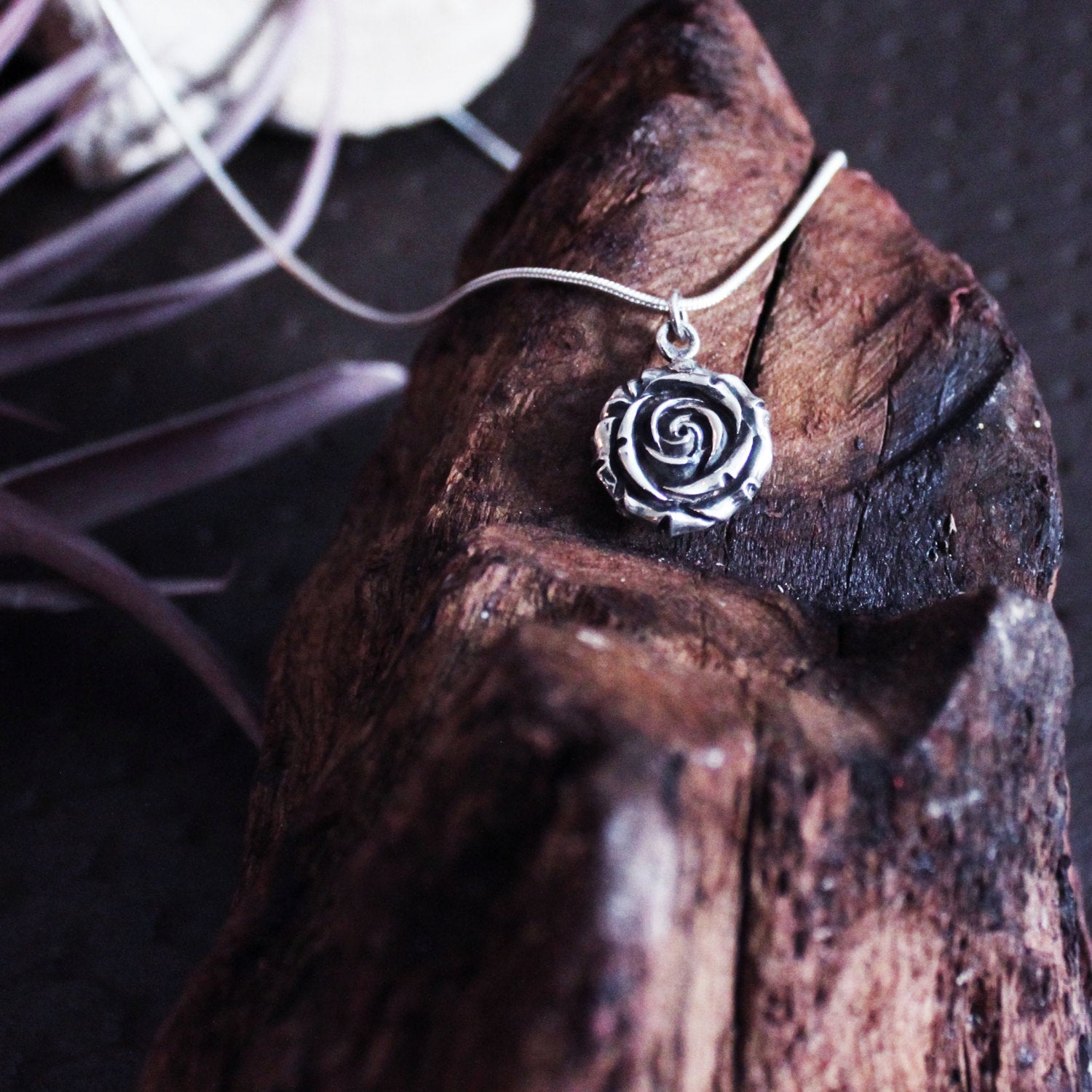 Silver Rose Pendant Flower - Inchoo Bijoux