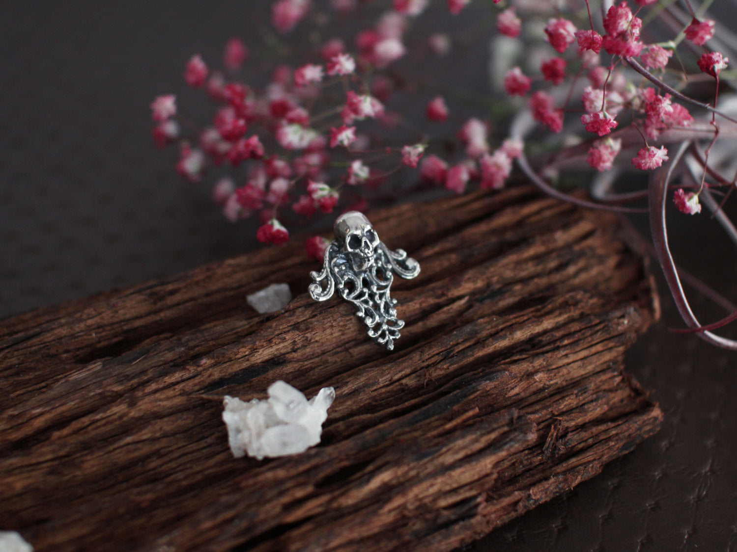 Silver Skull & Lace Cross Ring-Ring-Inchoo Bijoux-Inchoo Bijoux