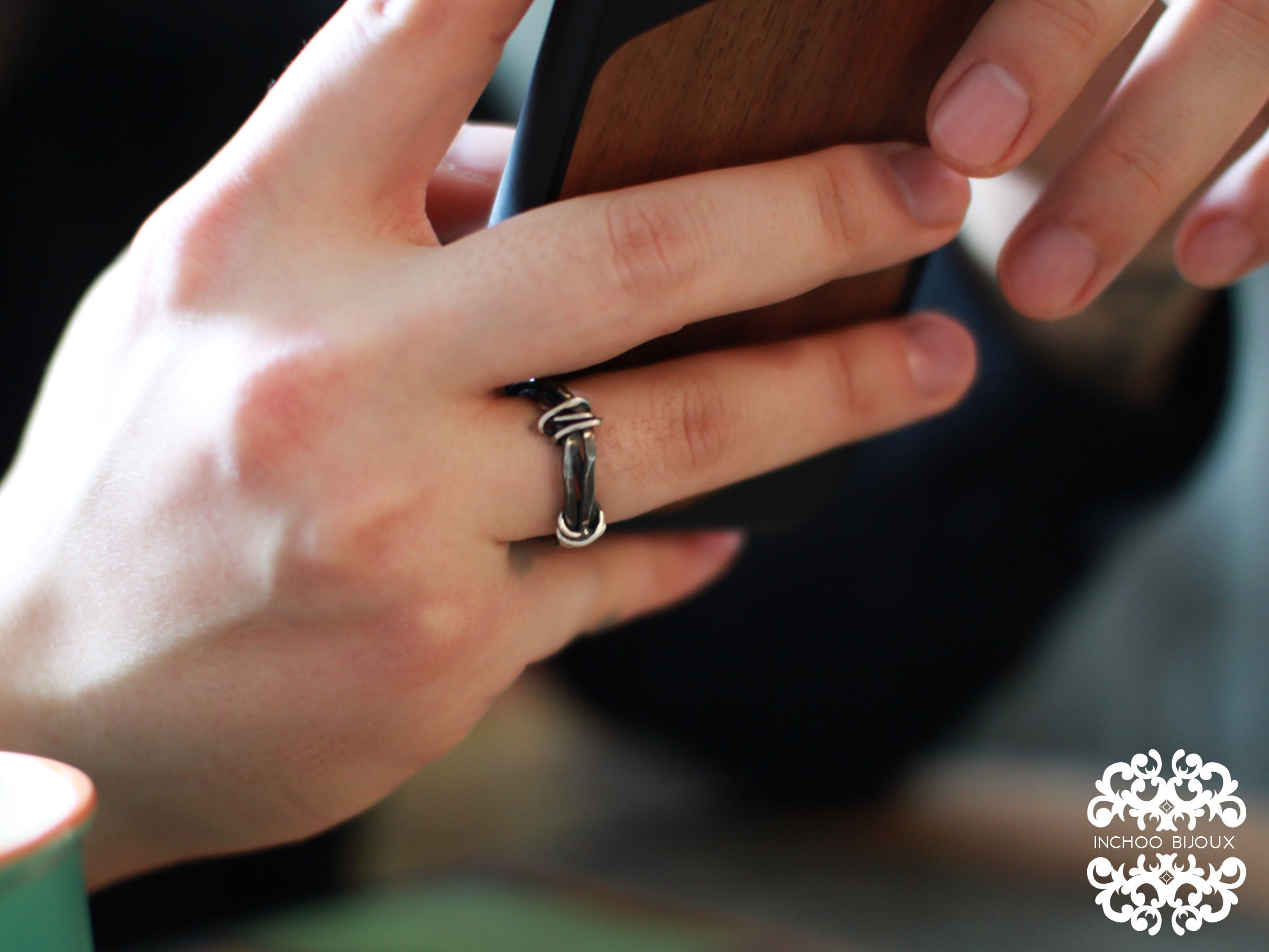 Alternative Silver Mens Wedding Band Ring - Inchoo Bijoux