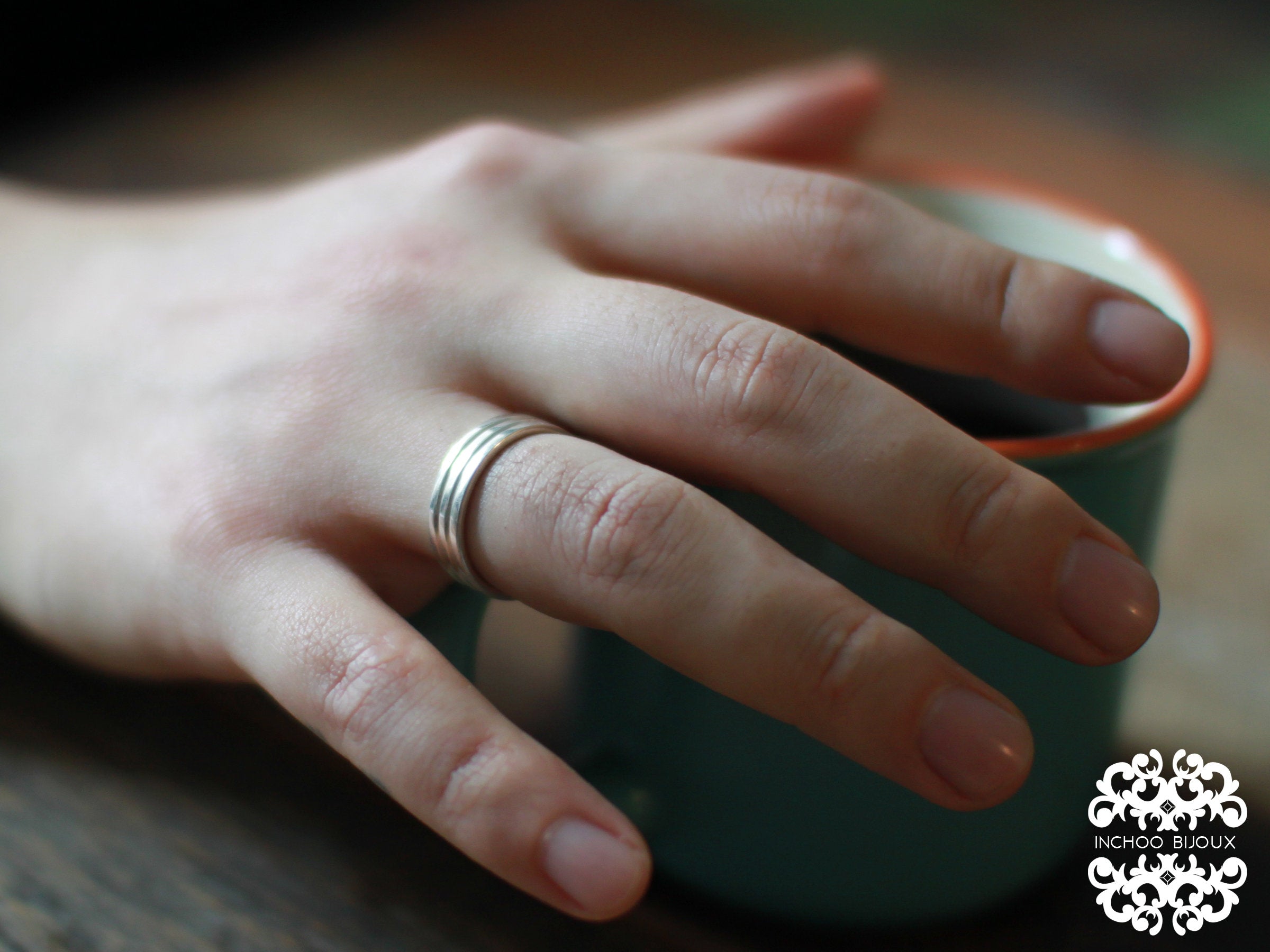Silver Lined Ring Band-Ring-Inchoo Bijoux-Inchoo Bijoux
