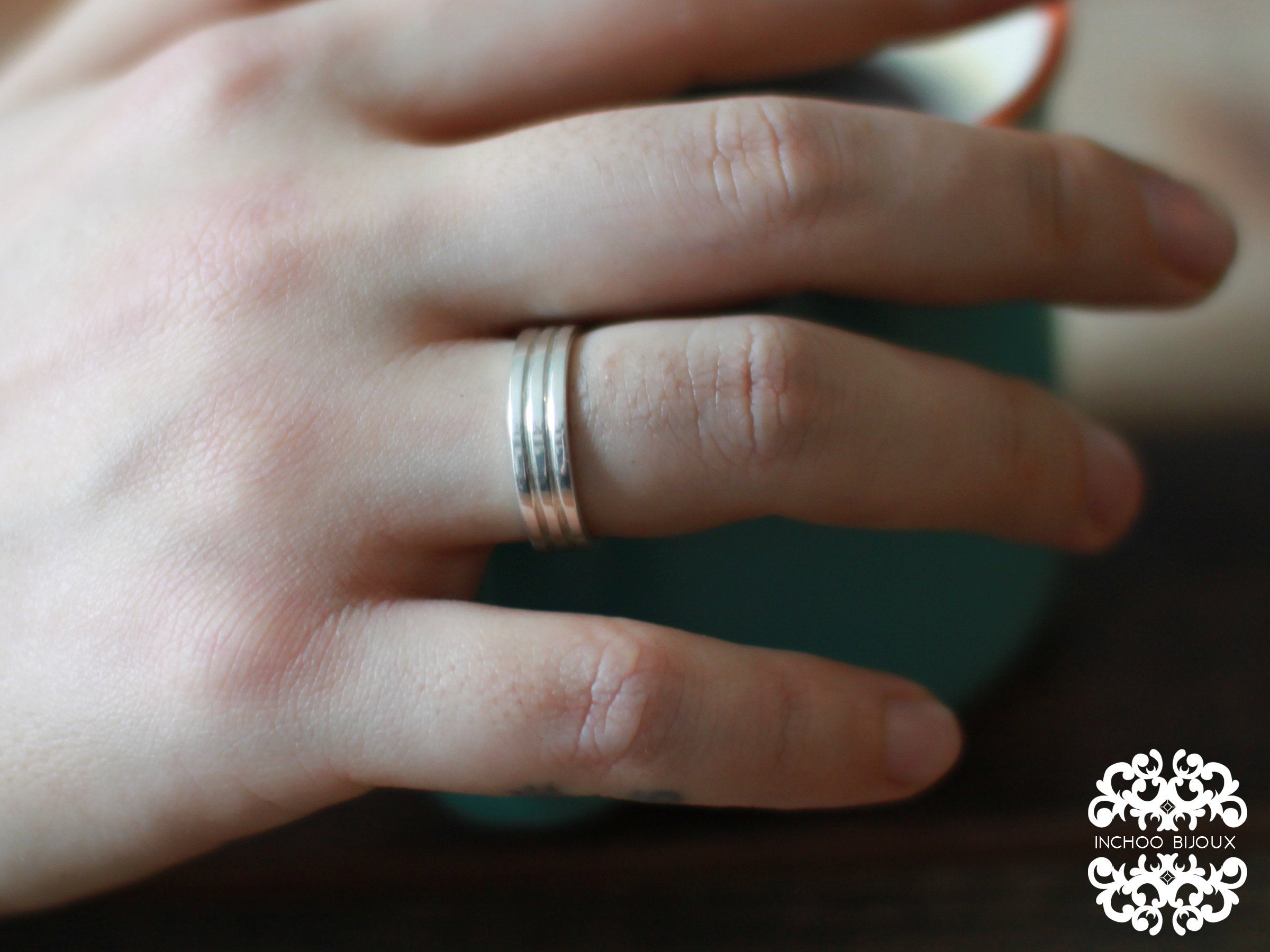 Silver Lined Ring Band - Inchoo Bijoux