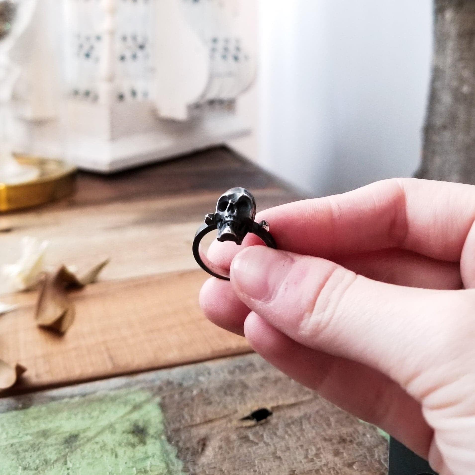 Silver Studded Skull Ring-Ring-Inchoo Bijoux-Inchoo Bijoux