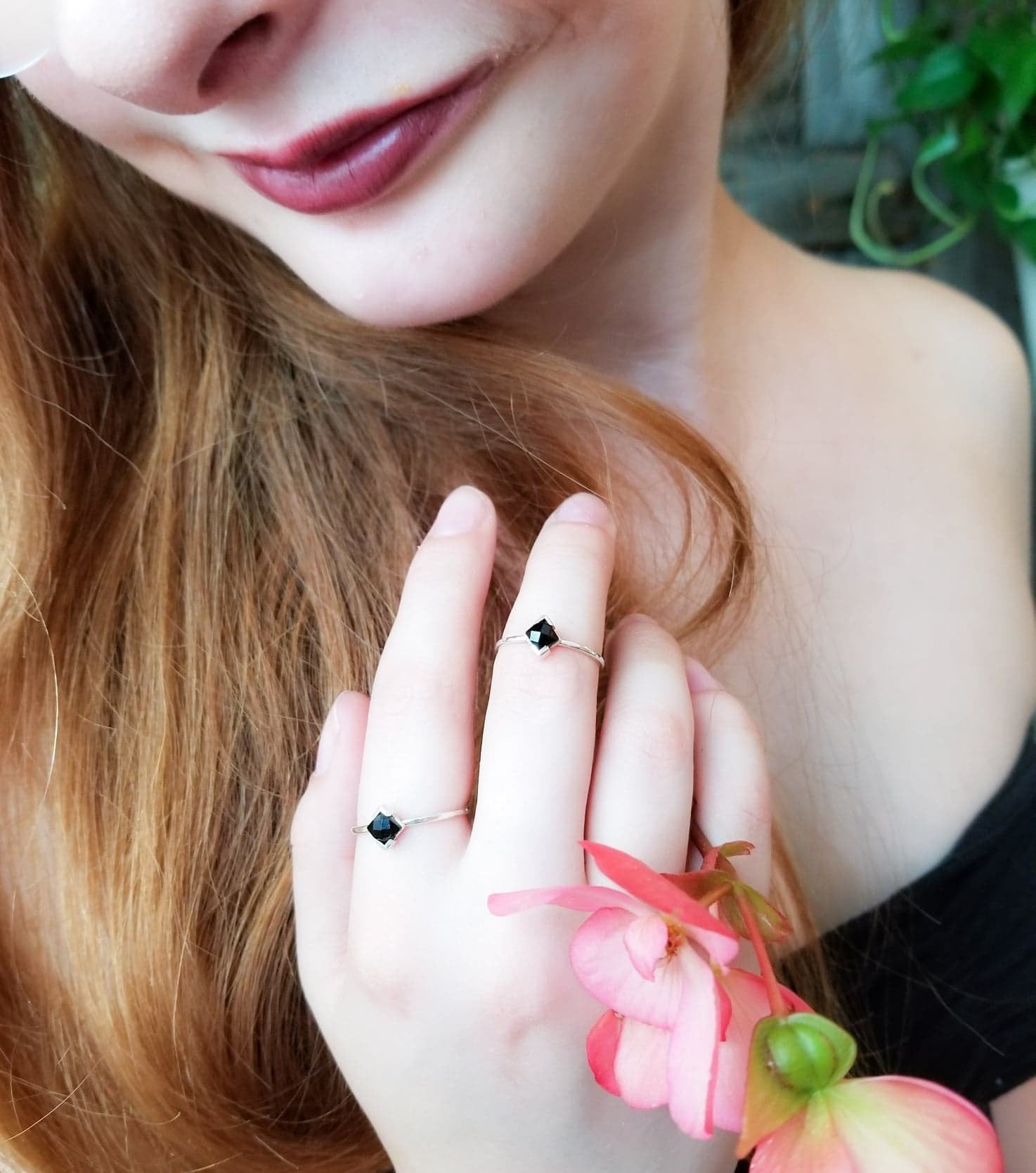 Faceted Black Onyx Ring-Ring-Inchoo Bijoux-Inchoo Bijoux