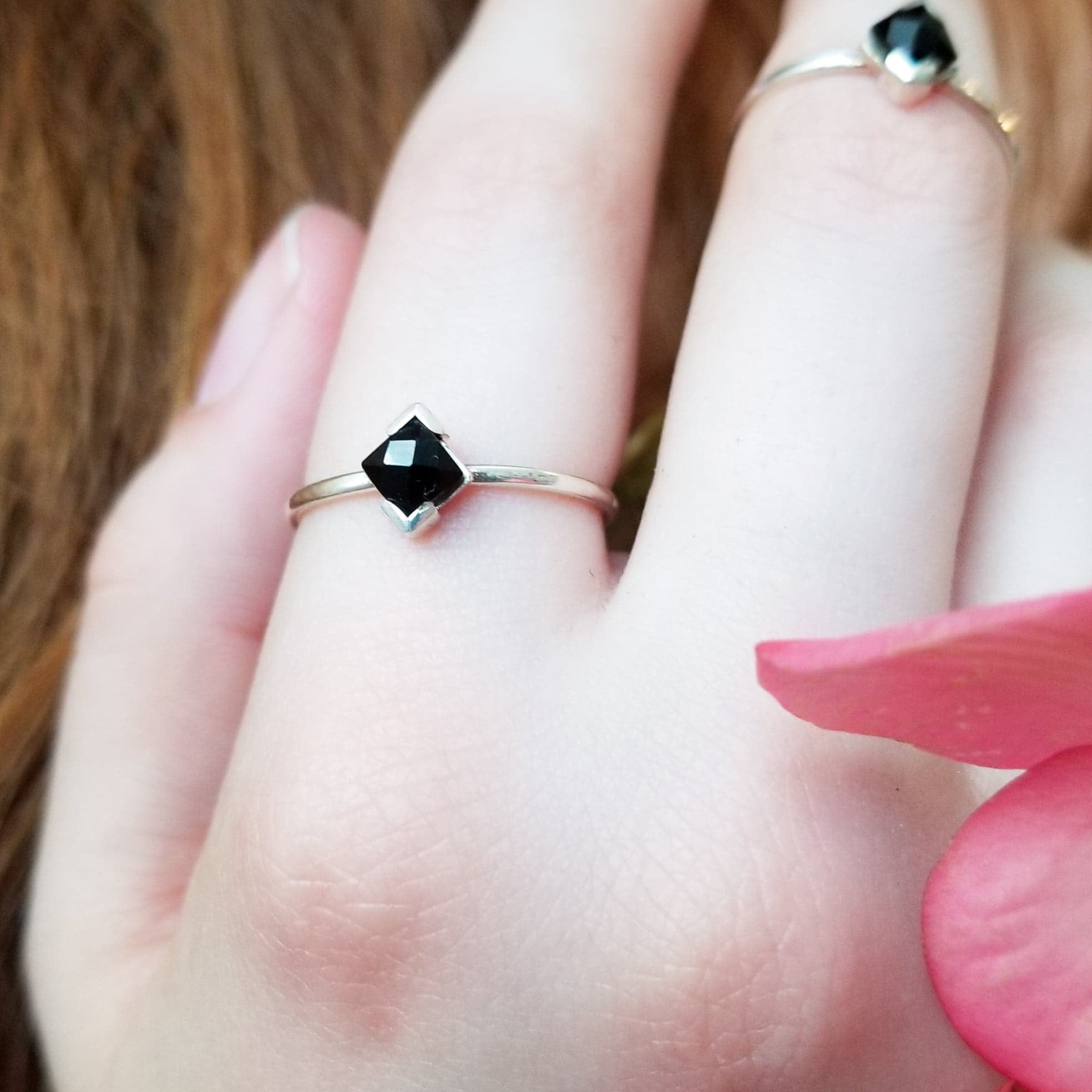 Faceted Black Onyx Ring-Ring-Inchoo Bijoux-Inchoo Bijoux