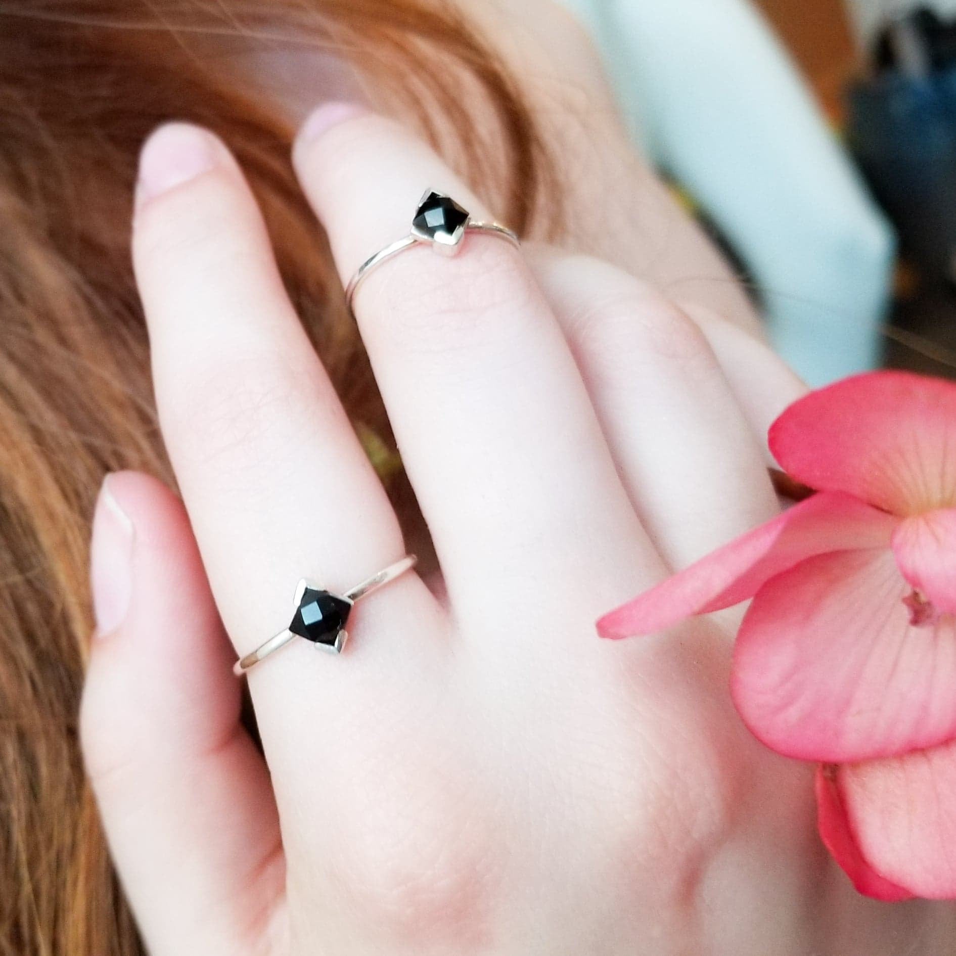 Faceted Black Onyx Ring-Ring-Inchoo Bijoux-Inchoo Bijoux
