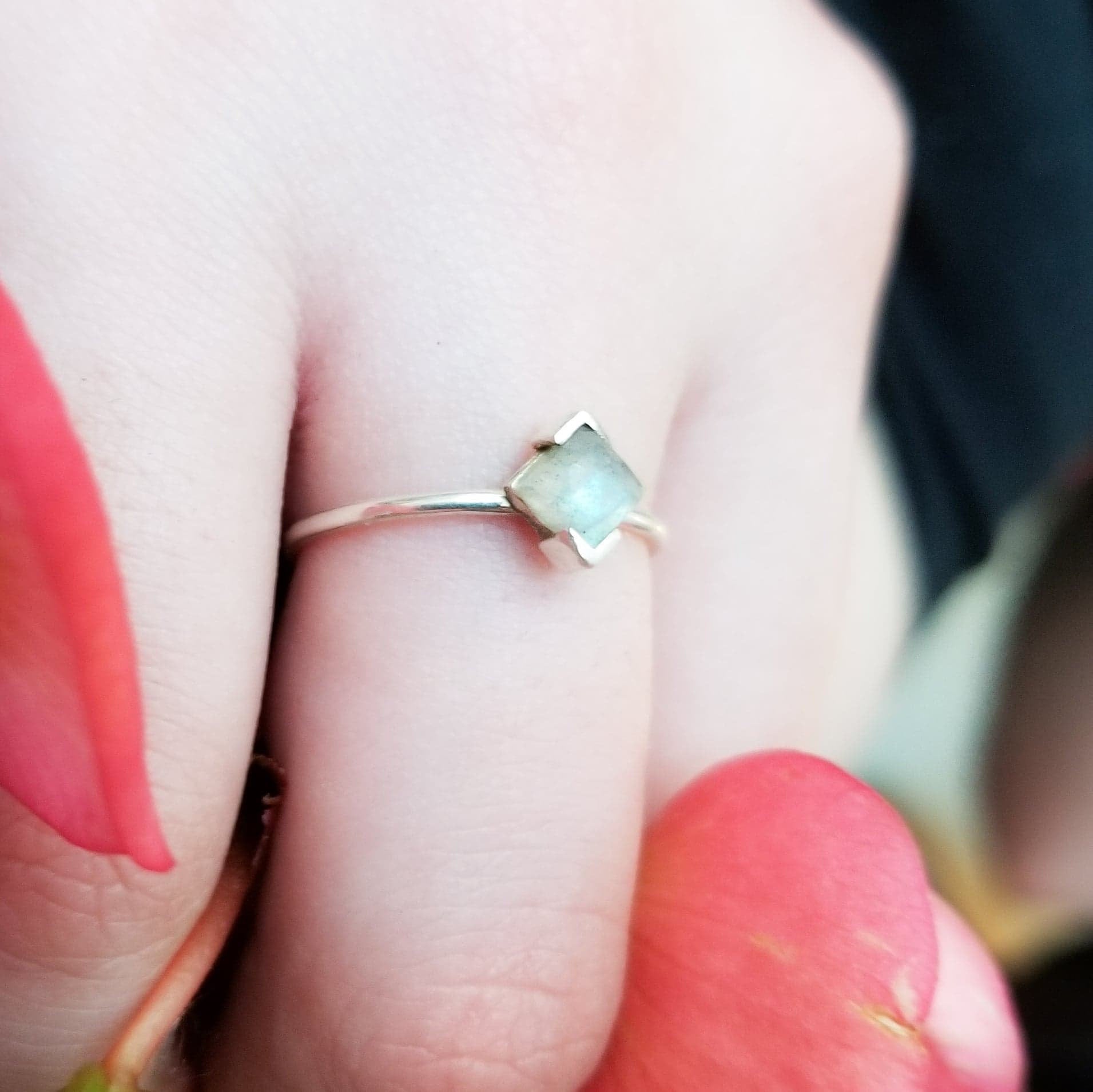 Faceted Square Labradorite Ring - Inchoo Bijoux