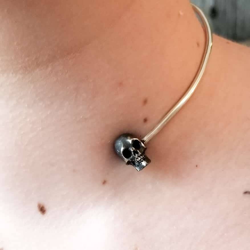 Solid Silver Skull Choker - Inchoo Bijoux
