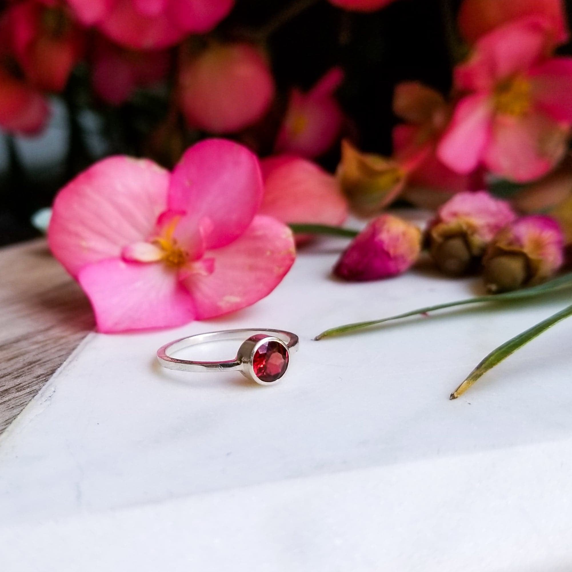 Genuine Garnet Stacking Ring-Ring-Inchoo Bijoux-Inchoo Bijoux
