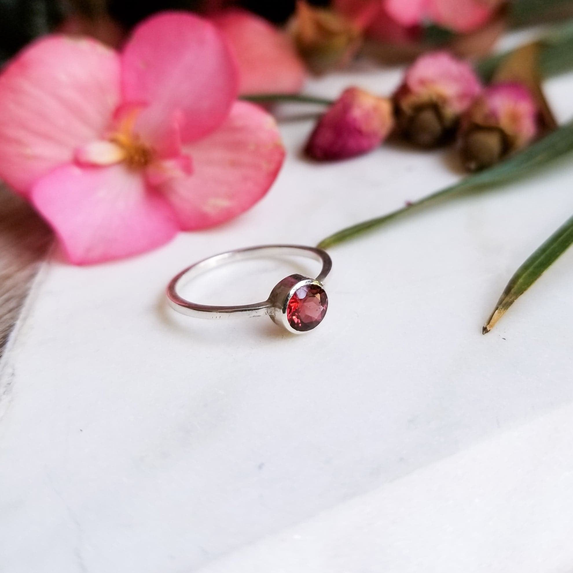 Genuine Garnet Stacking Ring-Ring-Inchoo Bijoux-Inchoo Bijoux