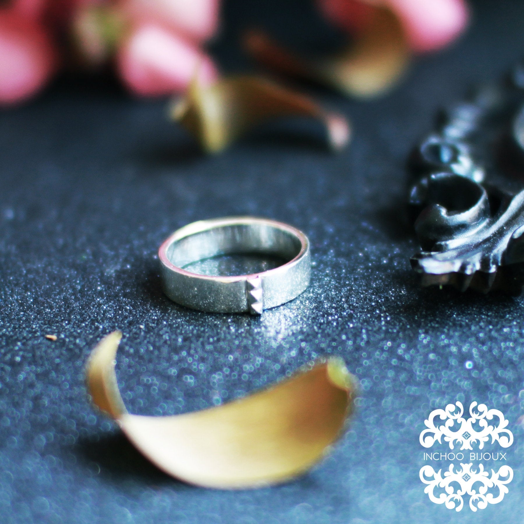 Mens Silver Studded Line Band-Ring-Inchoo Bijoux-Inchoo Bijoux