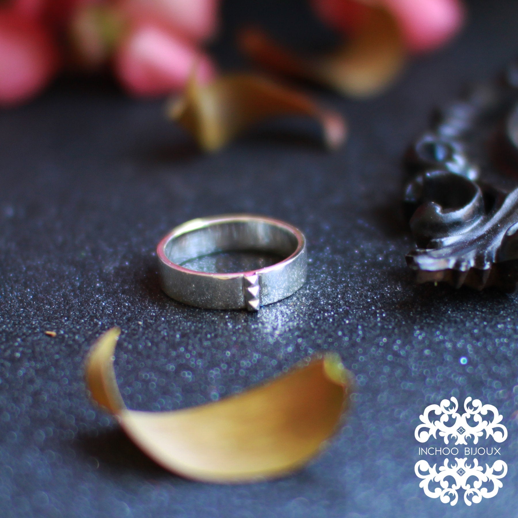 Mens Silver Studded Line Band-Ring-Inchoo Bijoux-Inchoo Bijoux