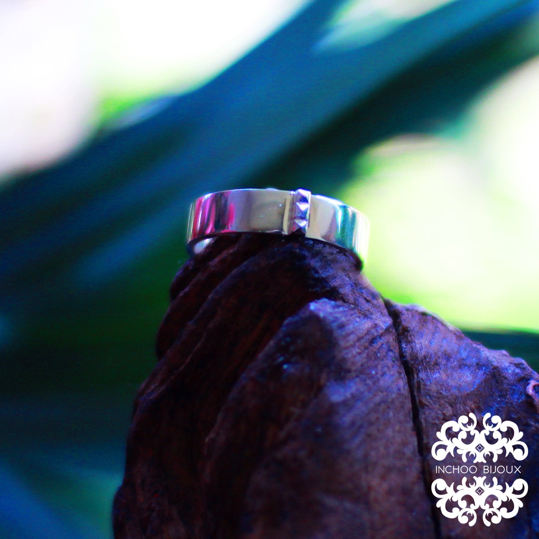 Mens Silver Studded Line Band-Ring-Inchoo Bijoux-Inchoo Bijoux