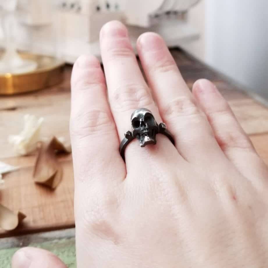 Silver Studded Skull Ring-Ring-Inchoo Bijoux-Inchoo Bijoux