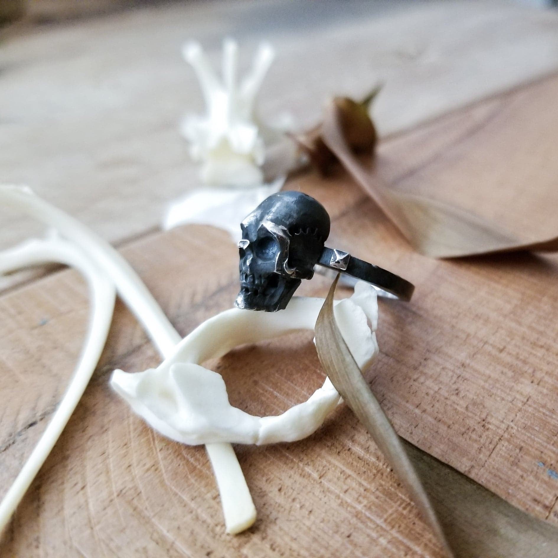 Silver Studded Skull Ring-Ring-Inchoo Bijoux-Inchoo Bijoux