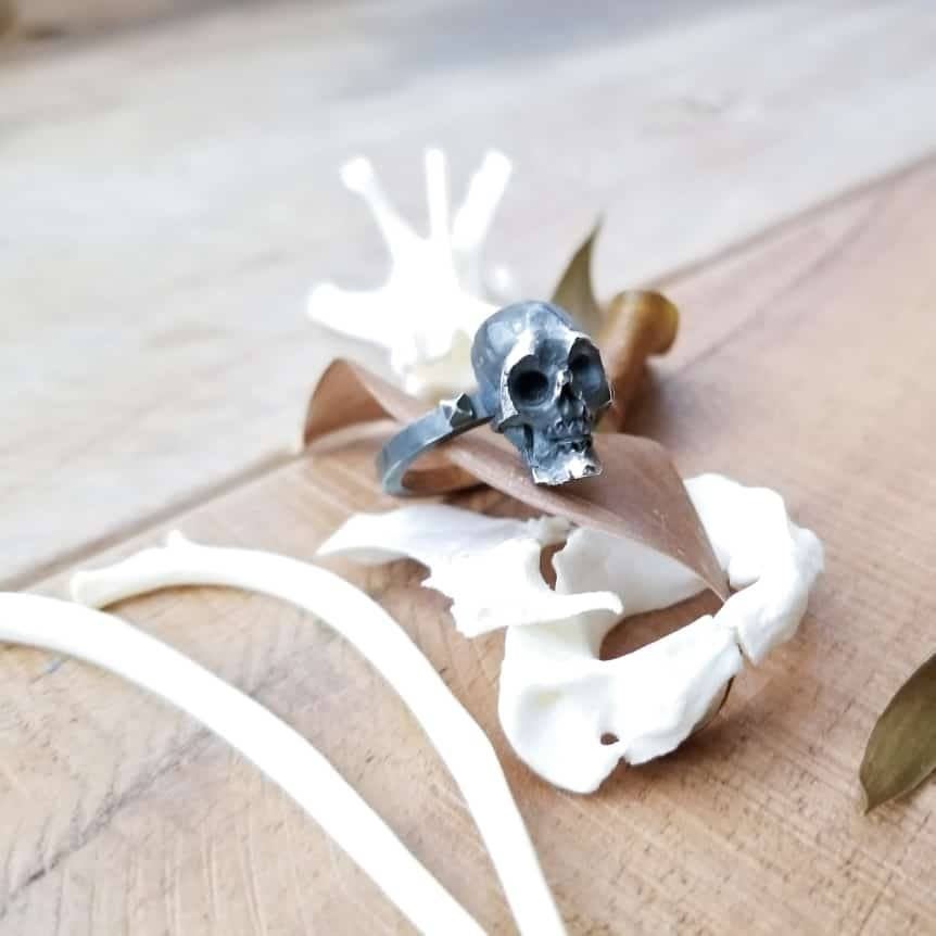 Silver Studded Skull Ring-Ring-Inchoo Bijoux-Inchoo Bijoux