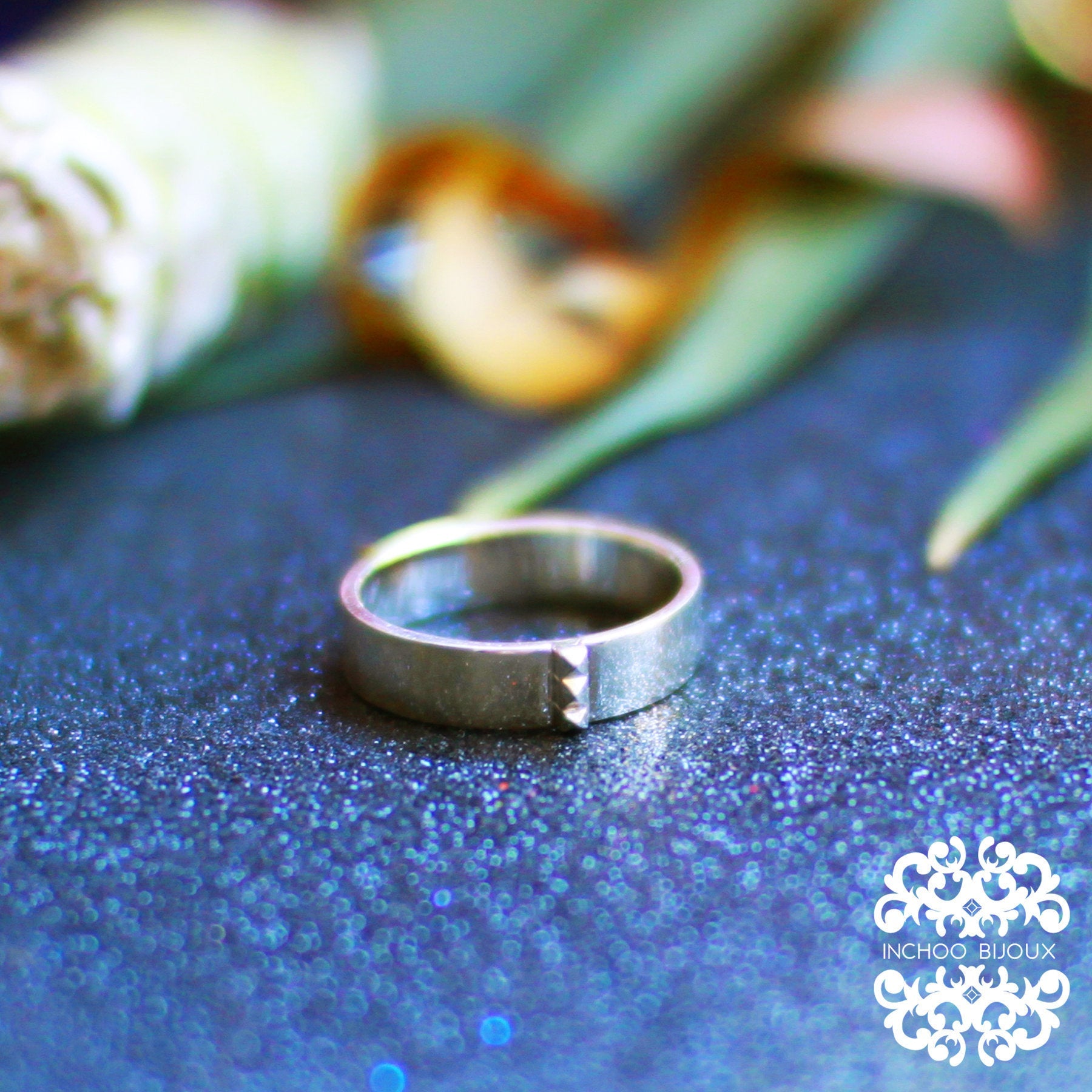Mens Silver Studded Line Band - Inchoo Bijoux