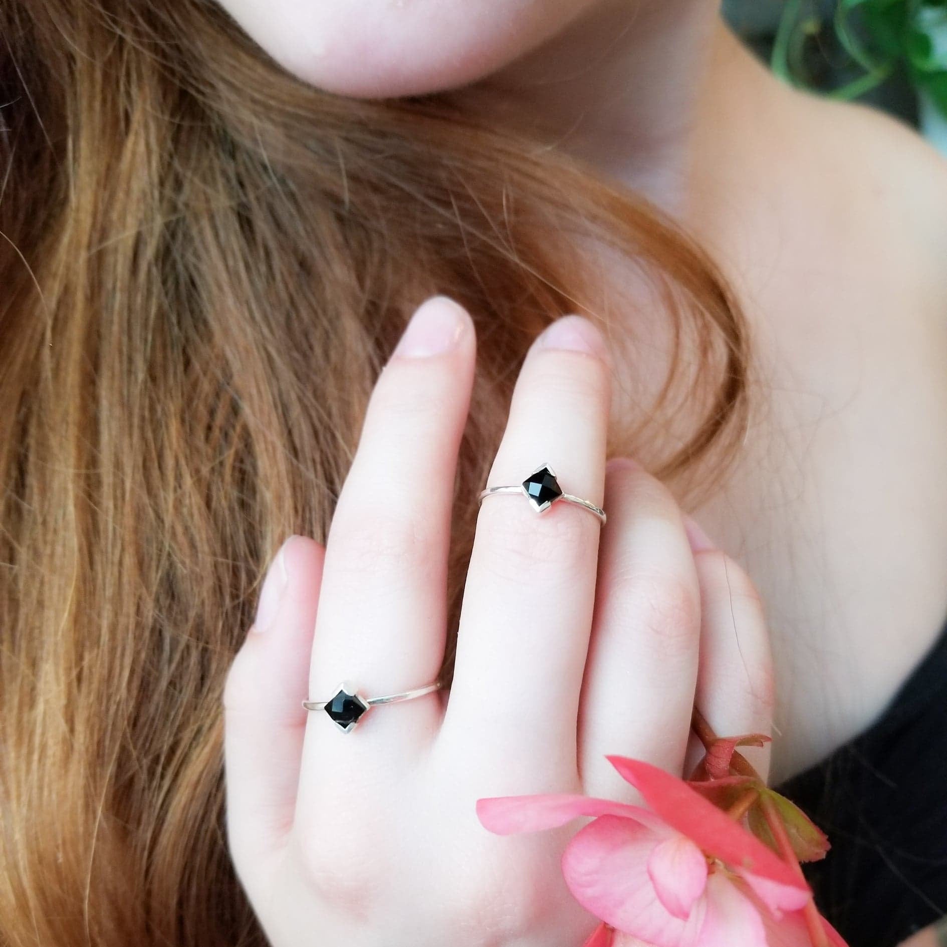 Faceted Black Onyx Ring-Ring-Inchoo Bijoux-Inchoo Bijoux