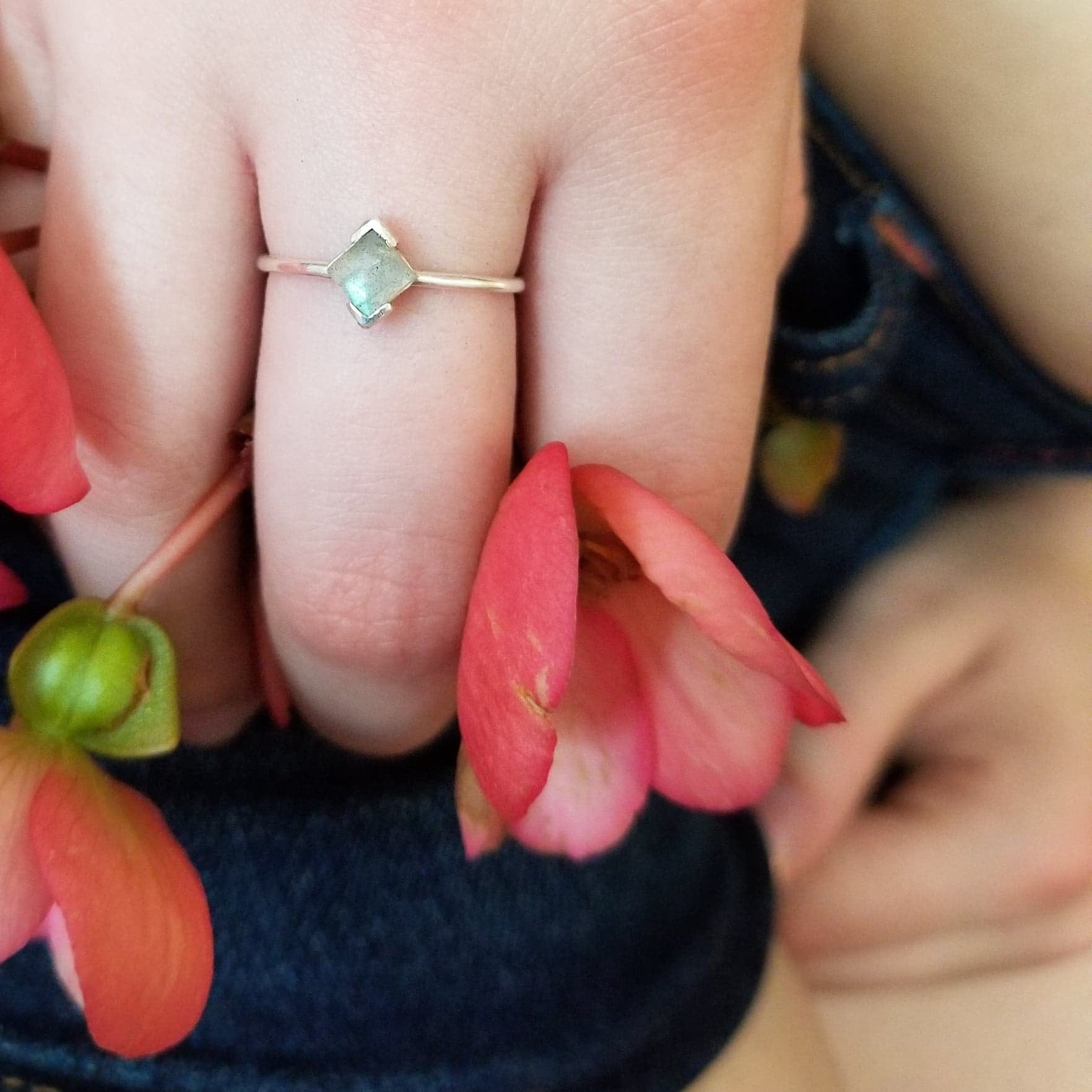 Faceted Square Labradorite Ring - Inchoo Bijoux