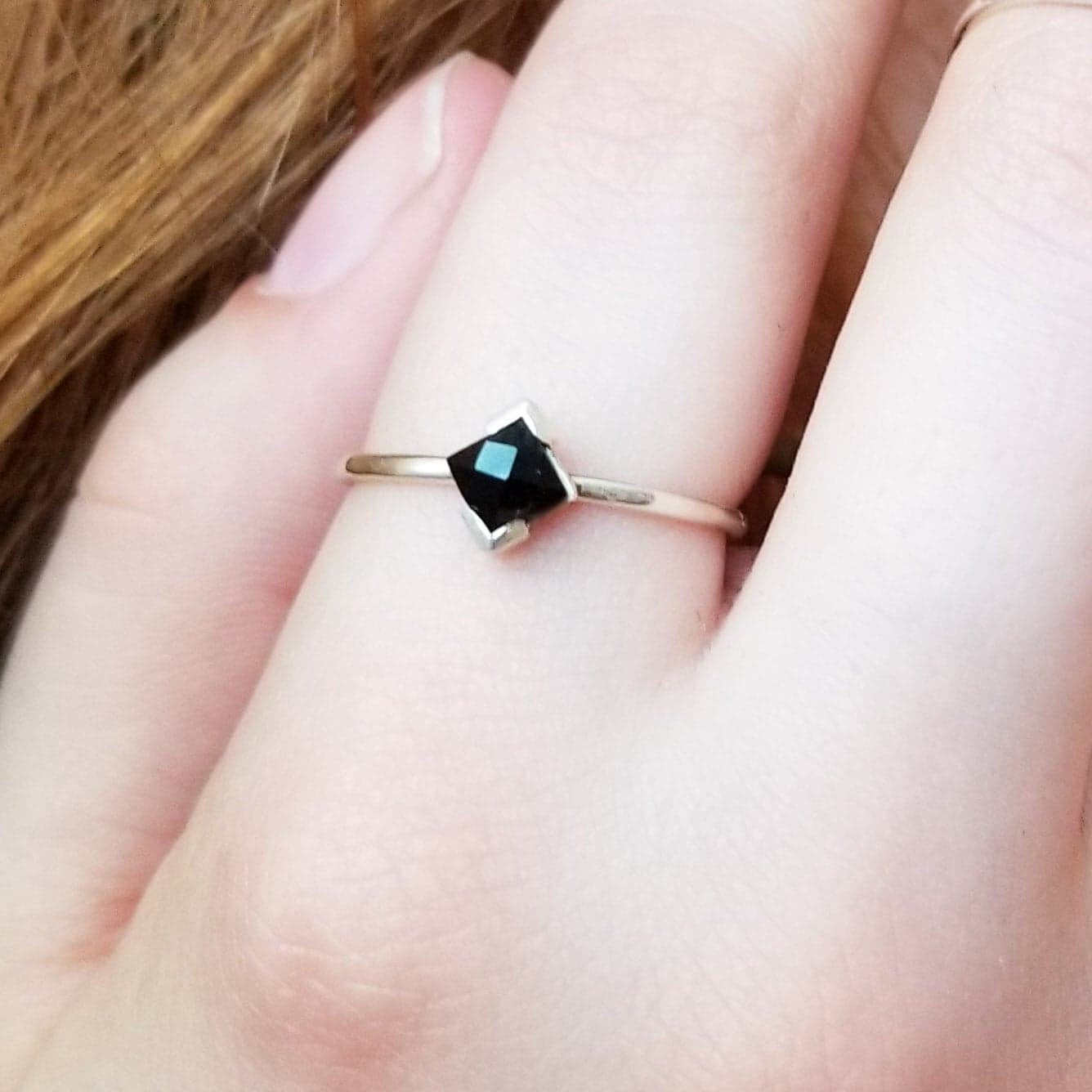 Faceted Black Onyx Ring - Inchoo Bijoux