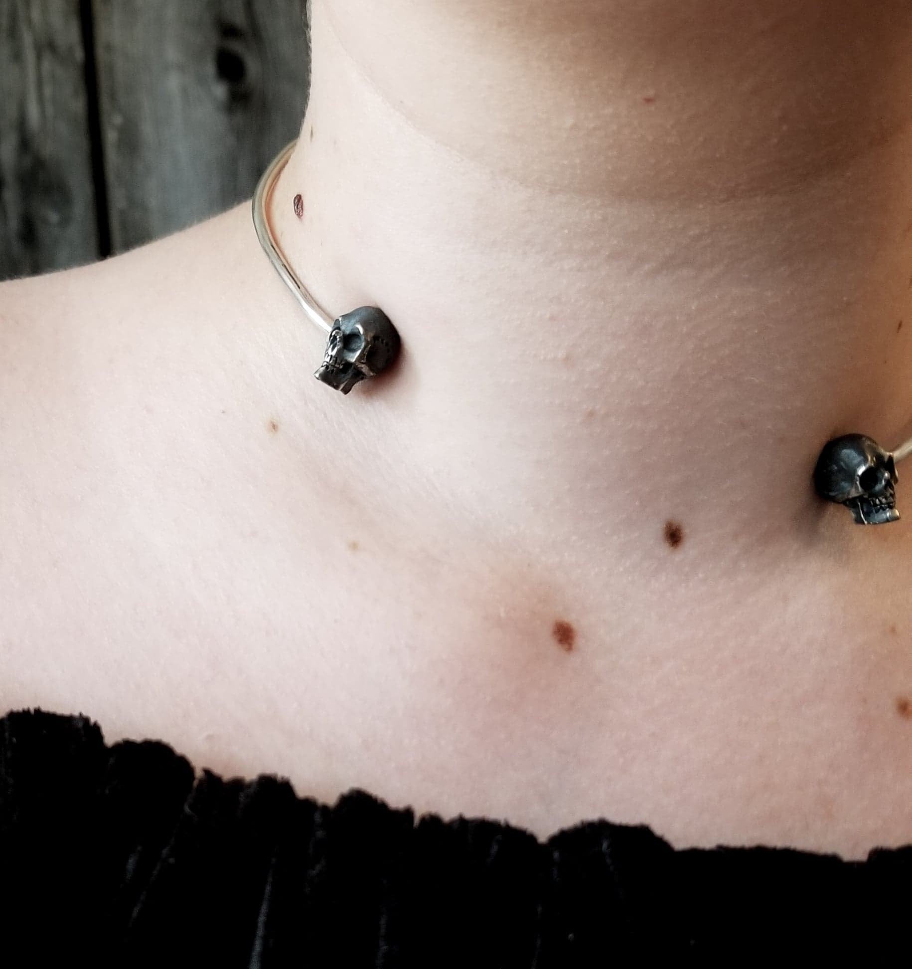 Solid Silver Skull Choker - Inchoo Bijoux
