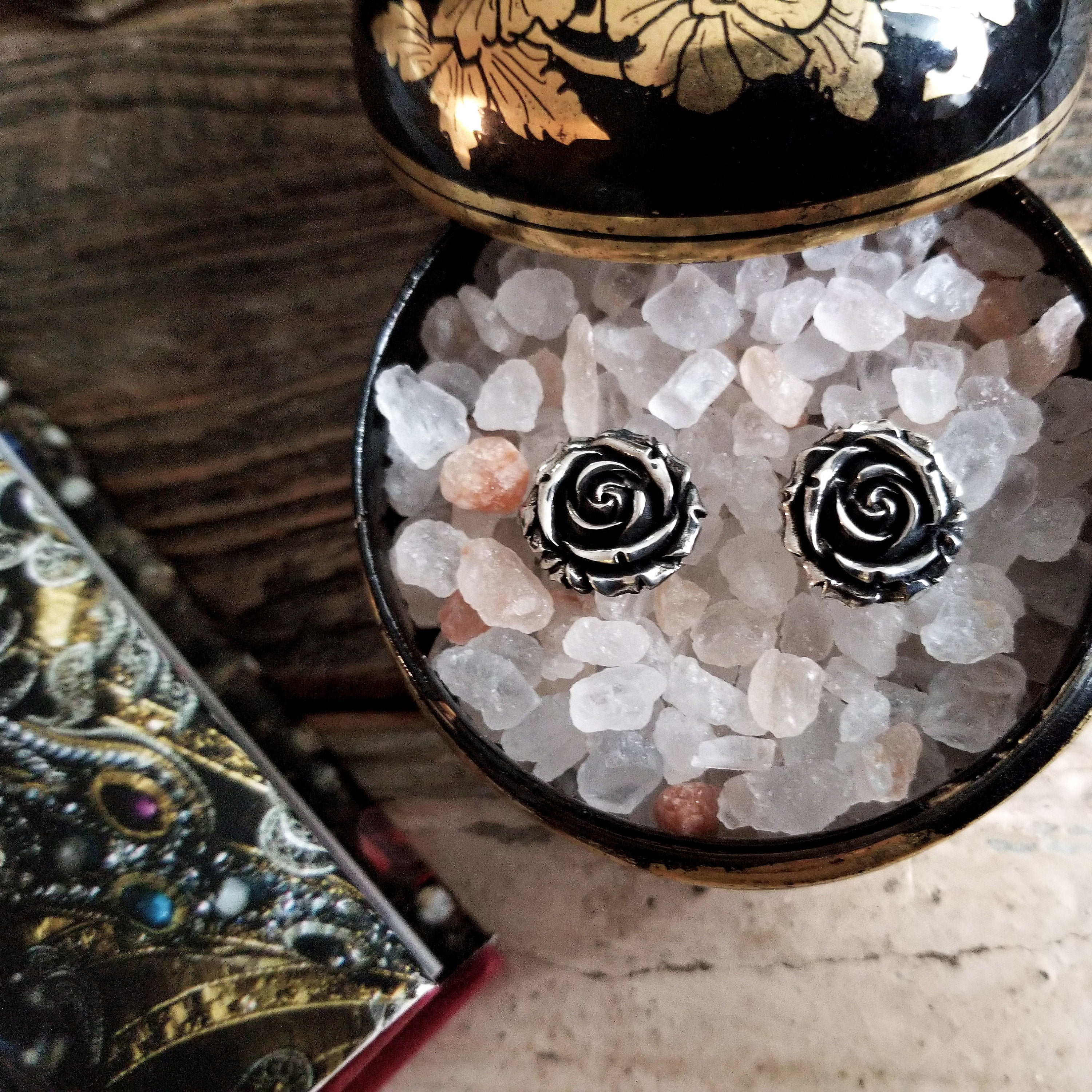 Silver Rose Stud Post Earrings Flower - Inchoo Bijoux