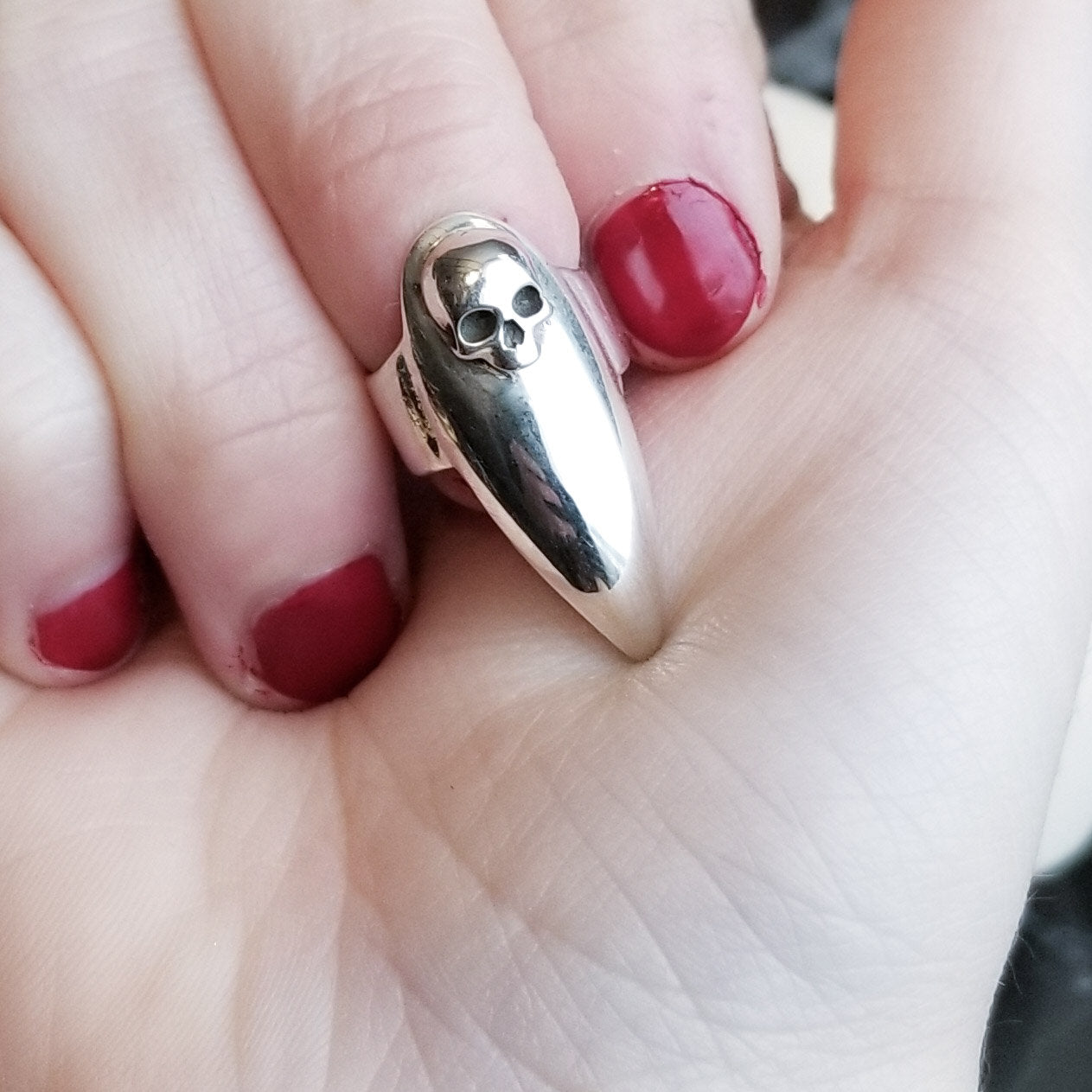 Skull Stiletto Midi Fake Nail Ring - Inchoo Bijoux
