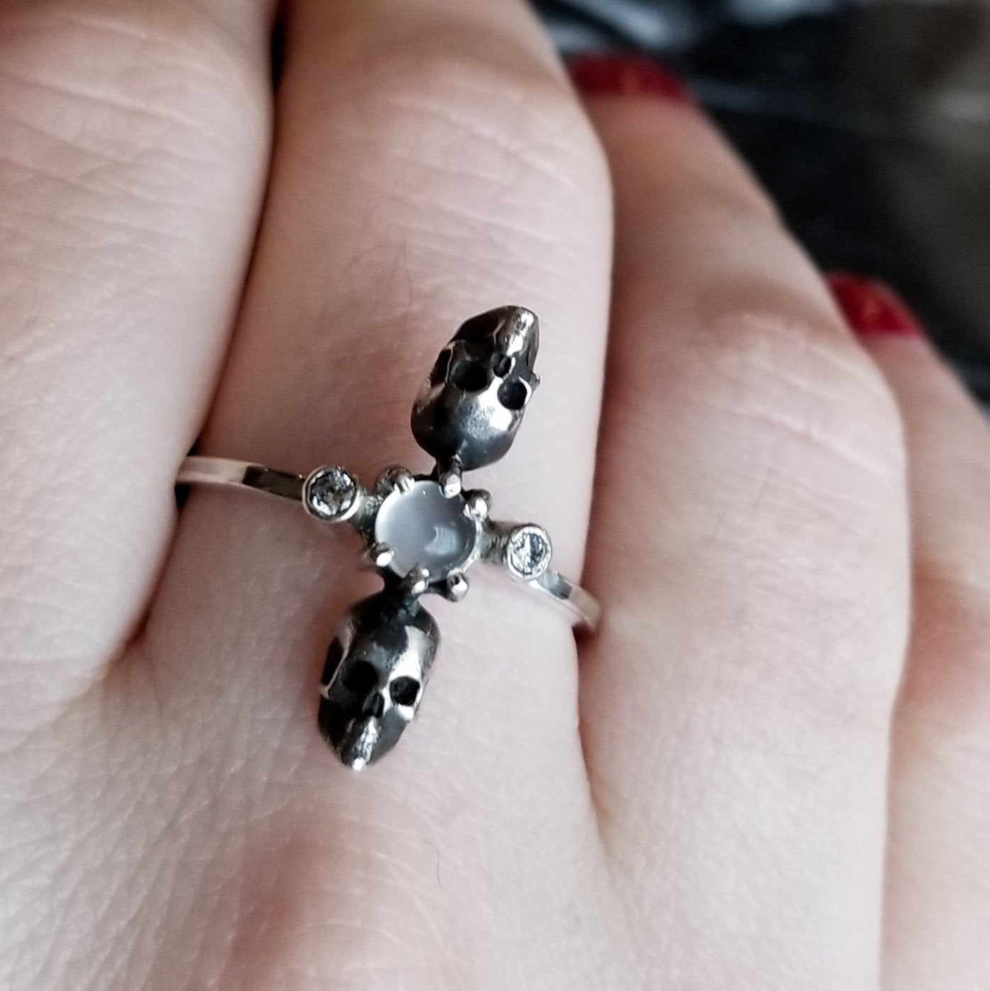 White Moonstone Skull Ring-Ring-Inchoo Bijoux-Inchoo Bijoux