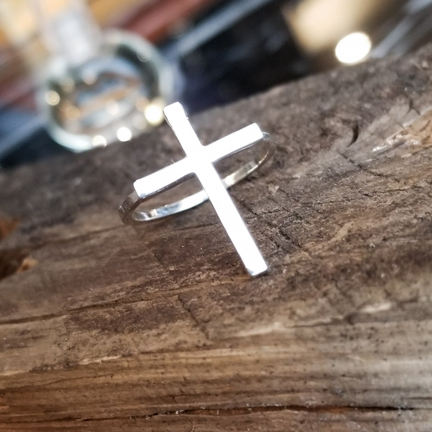 Big Shiny Simple Cross Ring - Inchoo Bijoux
